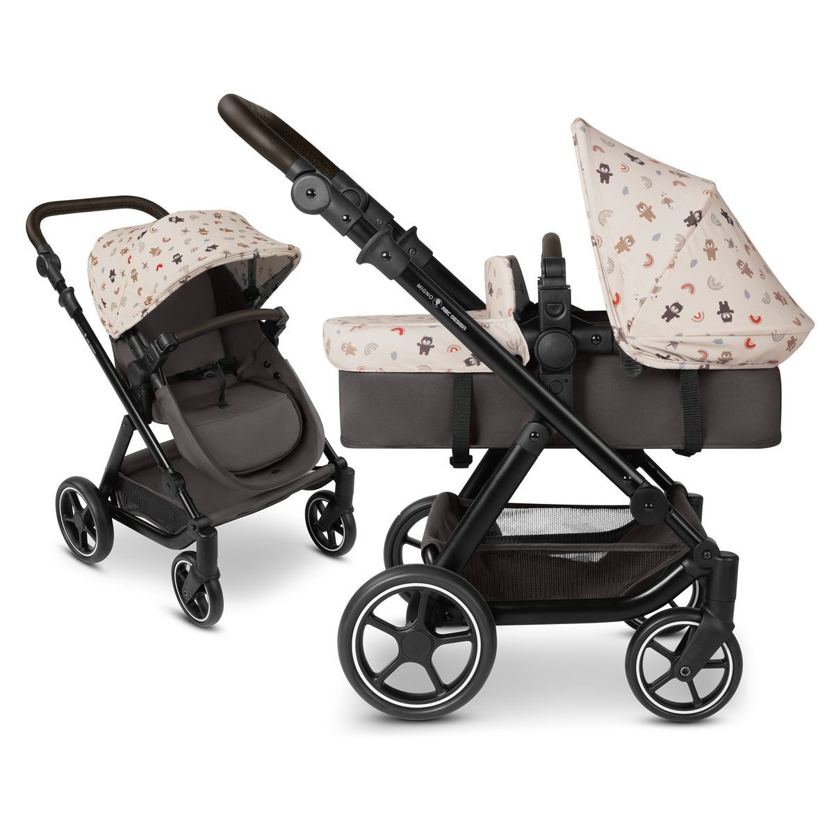 ABC Design Комбі лялькова коляска Migno - Teddy, Комбі лялькова коляска Puppenbuggy ab 3 Jahre mit Sonnenverdeck