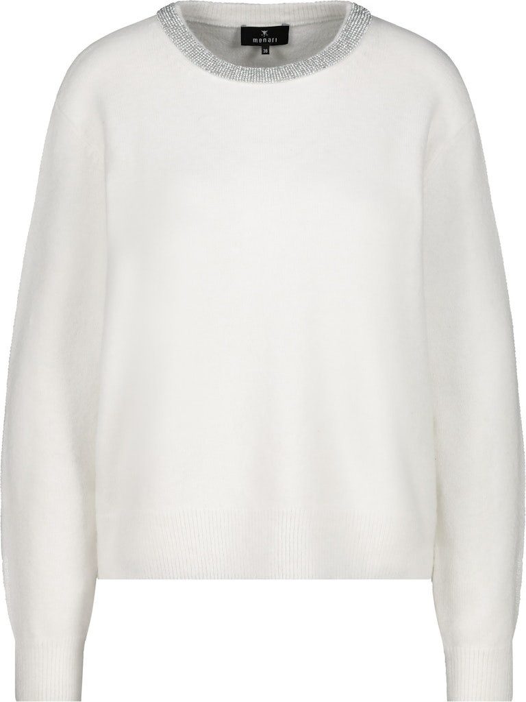 Monari Blusenshirt Strickpullover mit Schmuckkette off-white günstig online kaufen