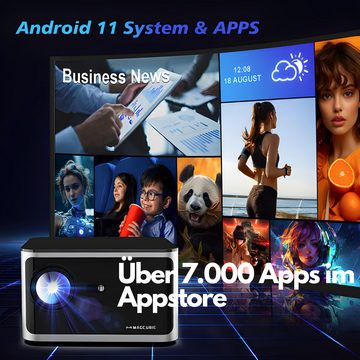 Magcubic Smart Android Beamer (10000 lm, 20000:1, 1920x1080P px, Android 11.0 mit über 7.000 Apps, Elektrischer Fokus, Outddor/Indoor)