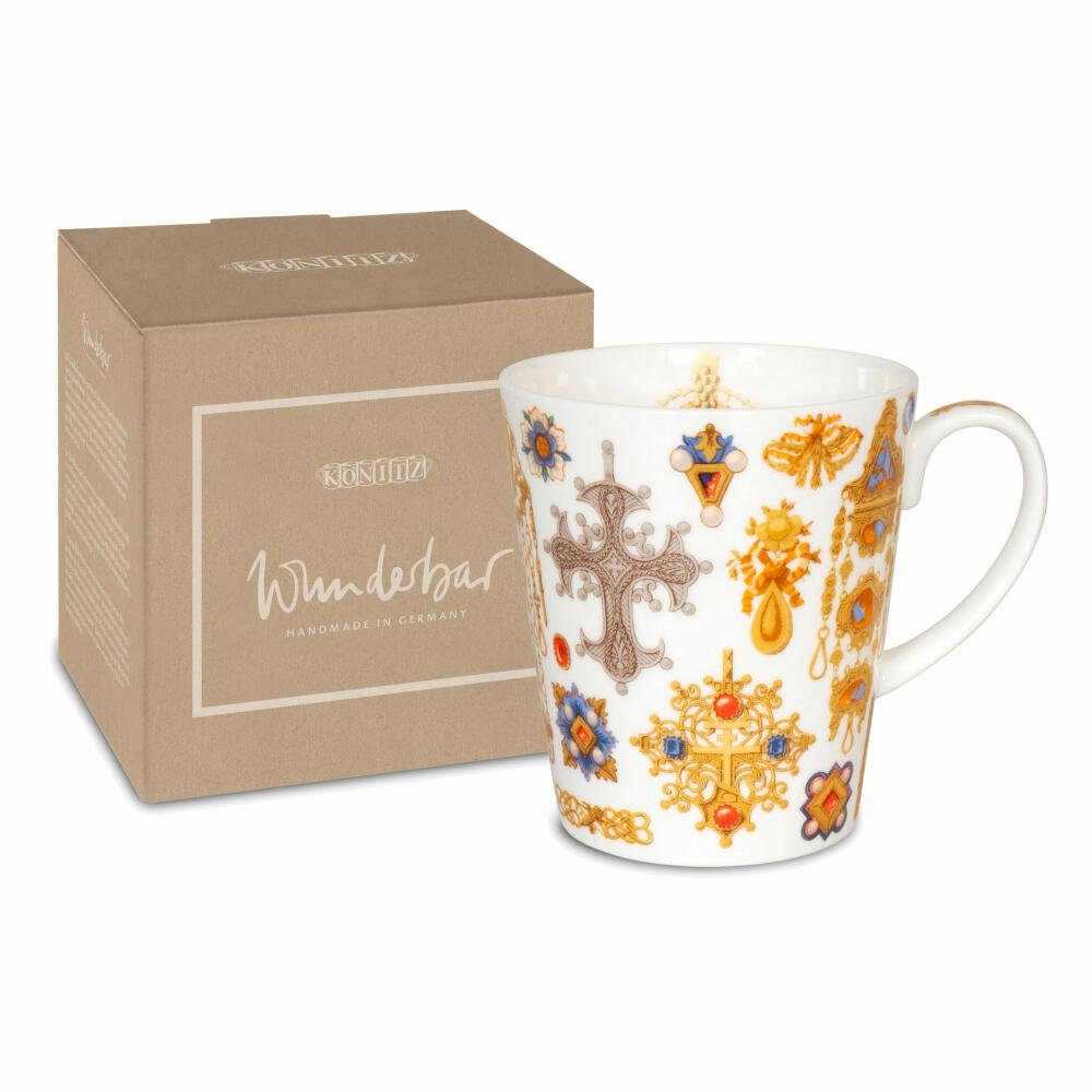 Tasse à Café Könitz "Wunderbar Copper Lace" - Porcelaine Fine (Bone China) 600 Ml - Avec Boîte Cadeau - Neuf