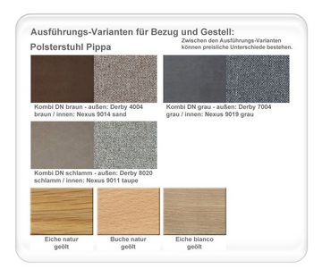 expendio Essgruppe Alois 1XL, (komplette Tischgruppe, Spar-Set, 5-tlg), Ausziehtisch Eiche rustikal massiv 160(210)x90 cm + Stühle Pippa grau