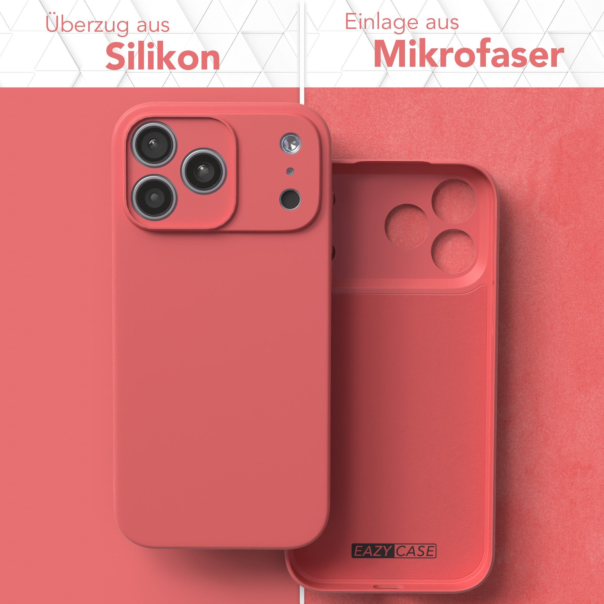 EAZY CASE Handyhülle für Apple iPhone 17 Pro Max Hülle Silikon 6,9 Zoll, Schutzhülle mit Kameraschutz stoßfest Telefonhülle Matt Rot / Hellrot