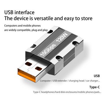 Bolwins C56 Adapter USB 3.0 zu Typ-C 10Gbps 120W Ladegerät Konverter Keyhole Computer-Adapter