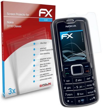 atFoliX Schutzfolie Displayschutz für Nokia 3110 Classic, (3 Folien), Ultraklar und hartbeschichtet
