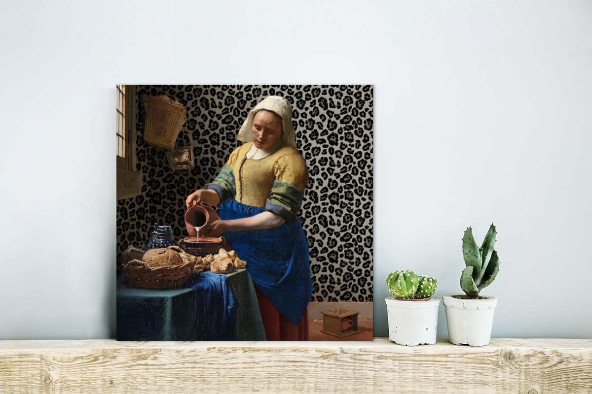 deko Meister, MuchoWow Pantherdruck Kunst Metallbild (1 Aluminium Milchmädchen - - - Metall, Alu-Dibond-Druck, - aus St), Vermeer Gemälde Gemälde Alte -