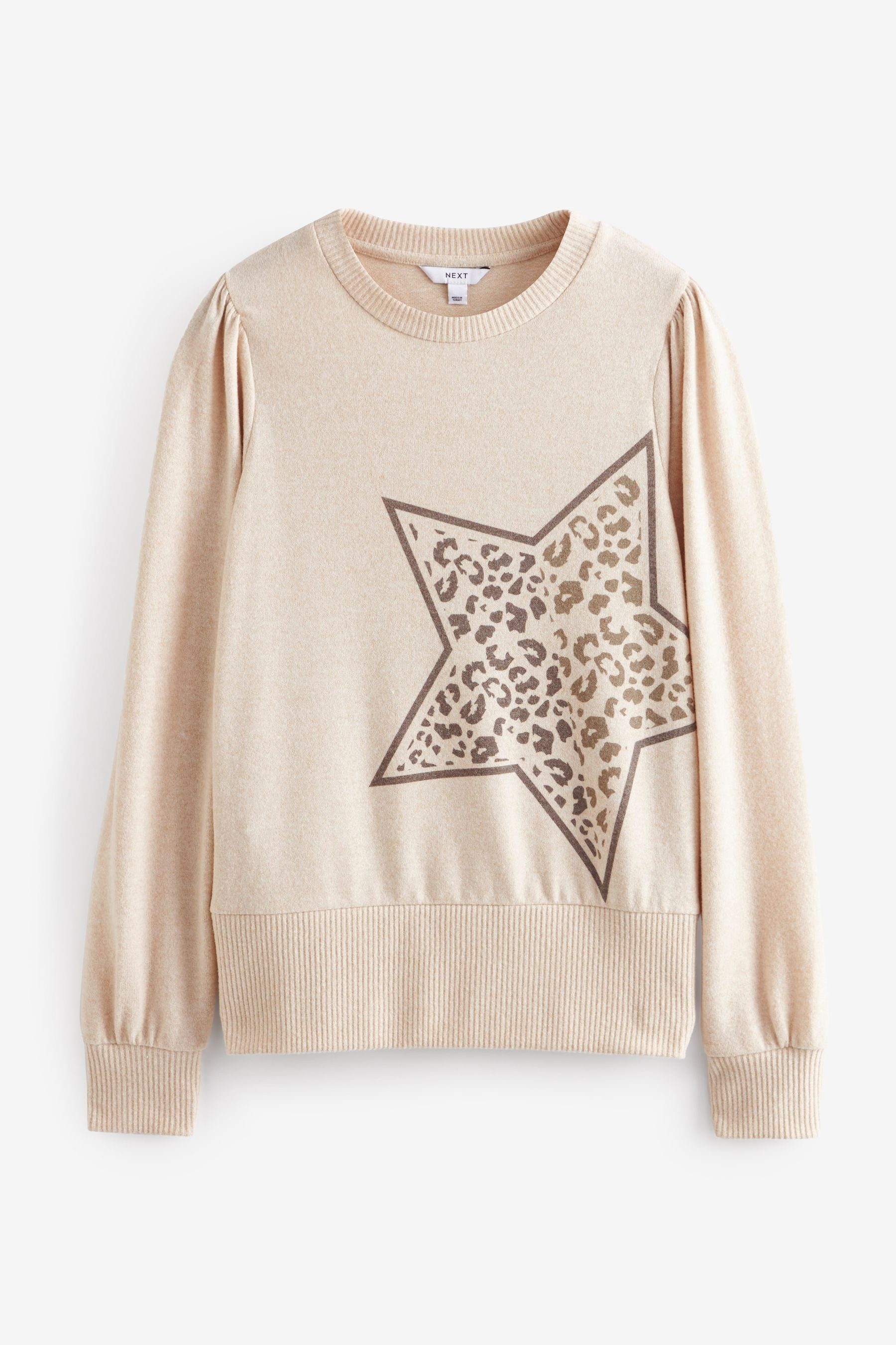 Next Ärmeldetail Star mit Rundhalspullover Neutral (1-tlg) Pullover und weicher Leichter