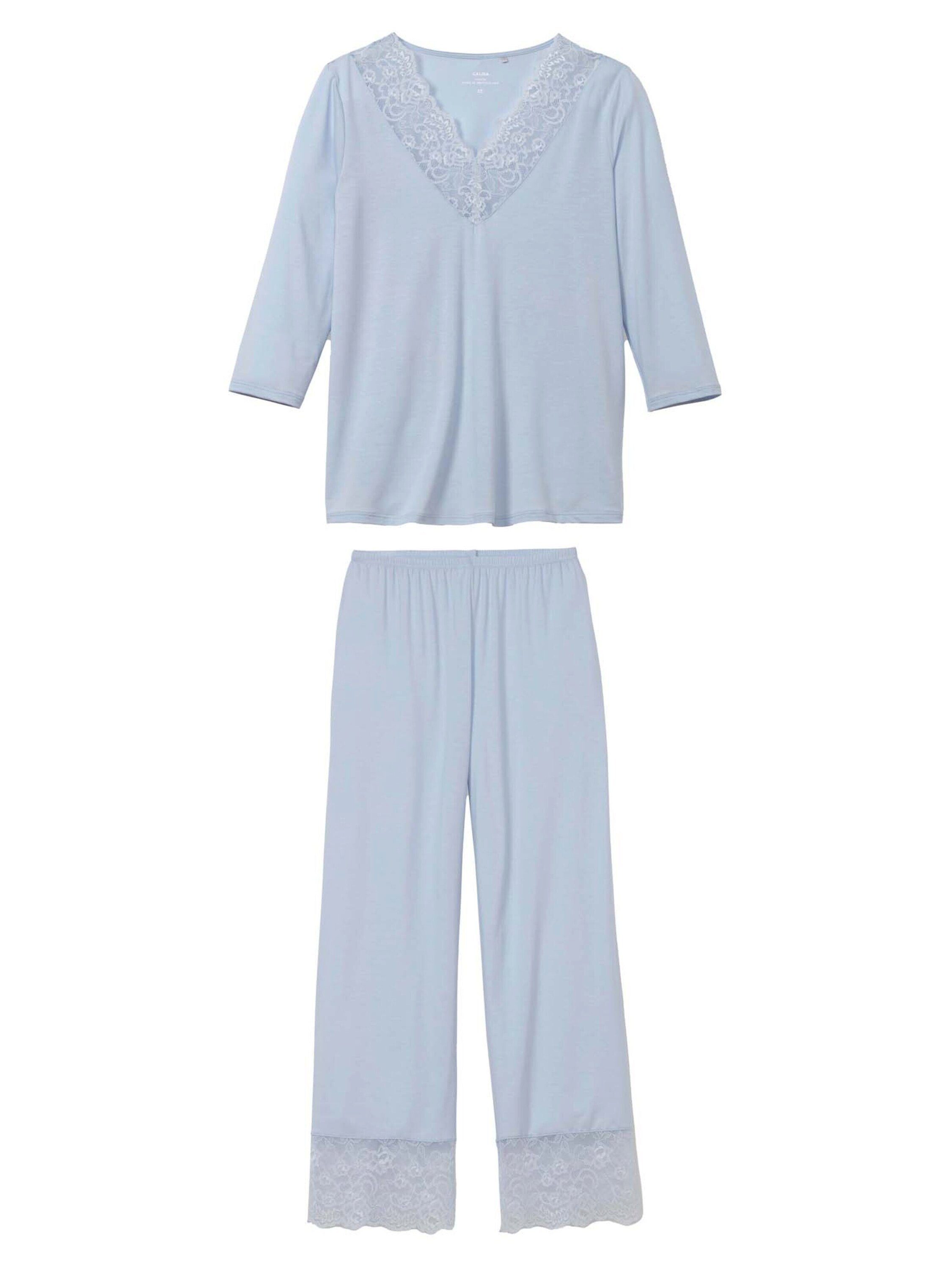 Schlafanzug harmony blue tlg) CALIDA Spitze (1