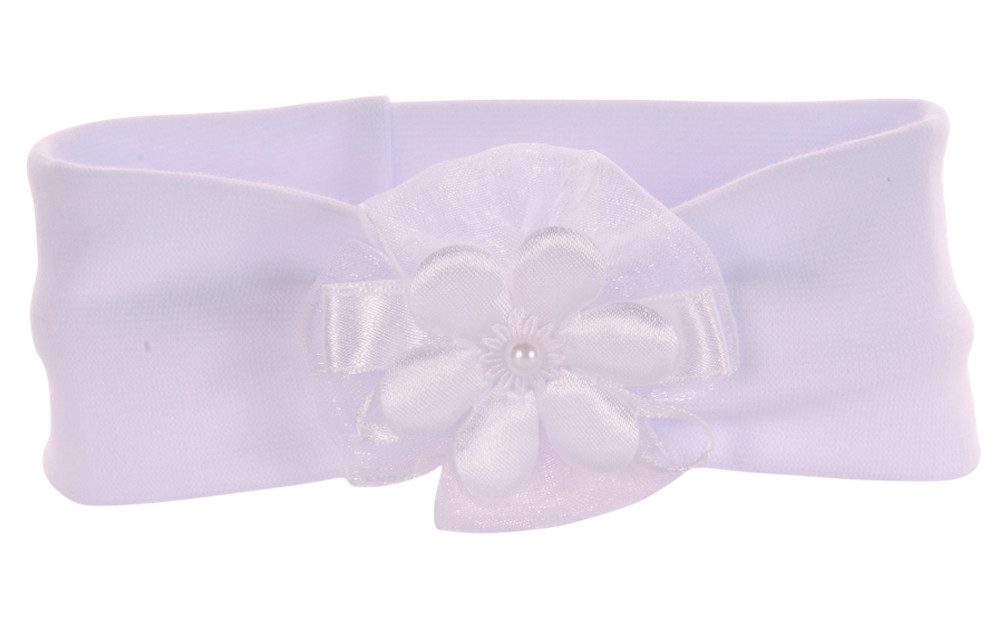 La Bortini Stirnband Kopfband Kopfschmuck in Weiß mit Blumen für Babys und Kinder elastisch, perfekt für Taufe, als Ohrenschutz, Haarschmuck, Geburt