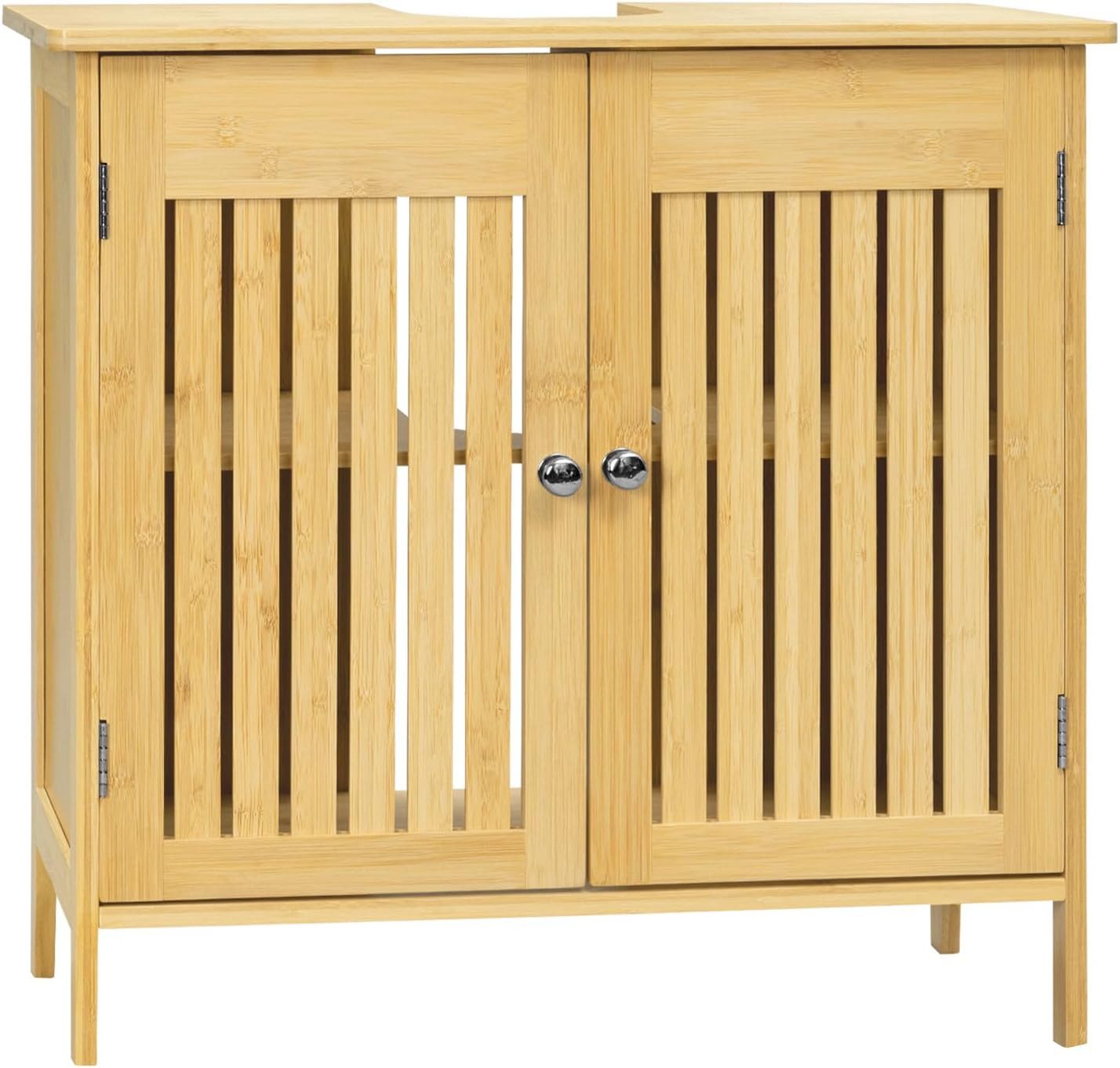 EUGAD Waschbeckenunterschrank (1-St) aus Bambus, Verstellbarer Einlegeboden, 60x60x30cm