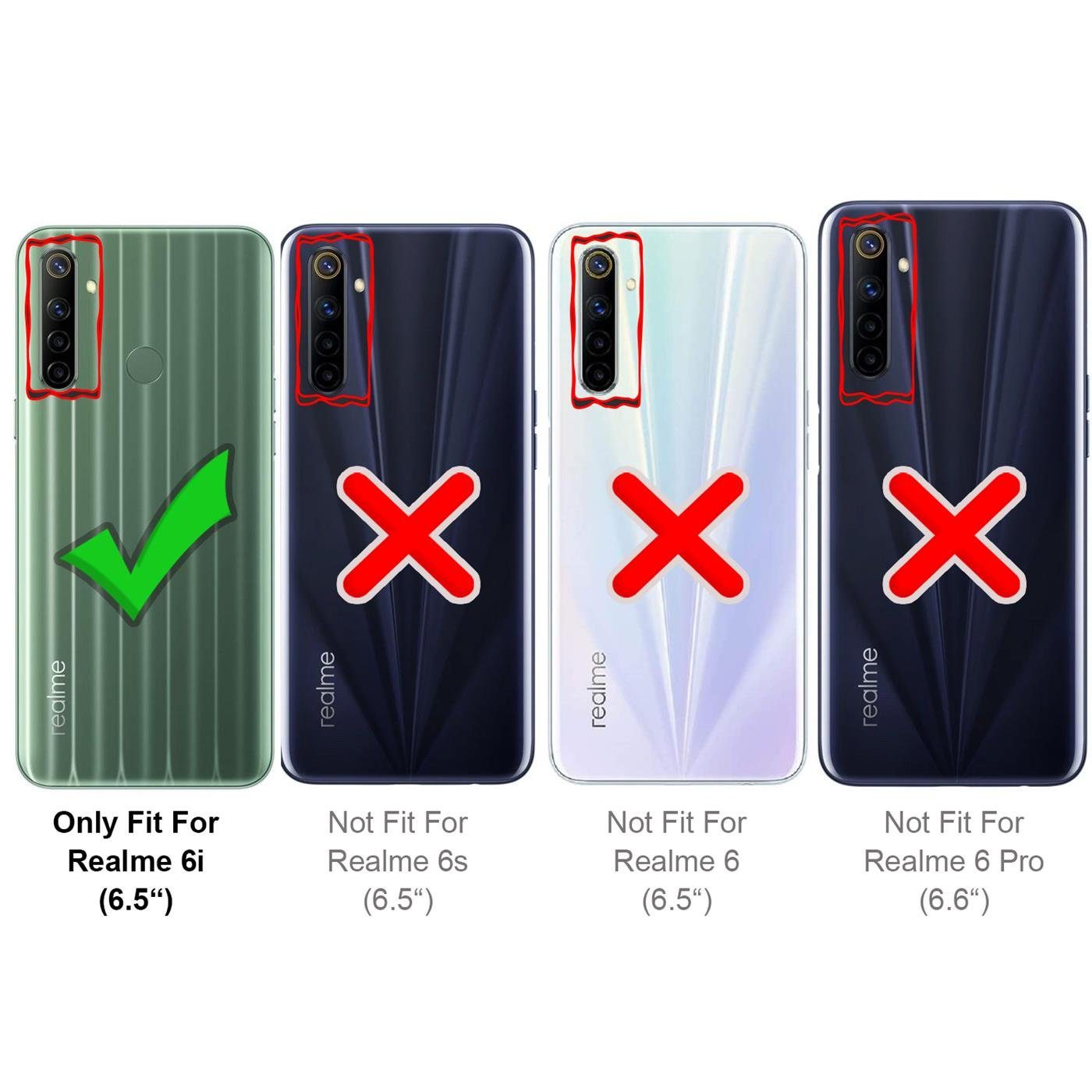 CoolGadget Handyhülle Book Case Handy Tasche für Realme 6i 6,5 Zoll, Hülle Klapphülle Flip Cover Etui Schutzhülle stoßfest