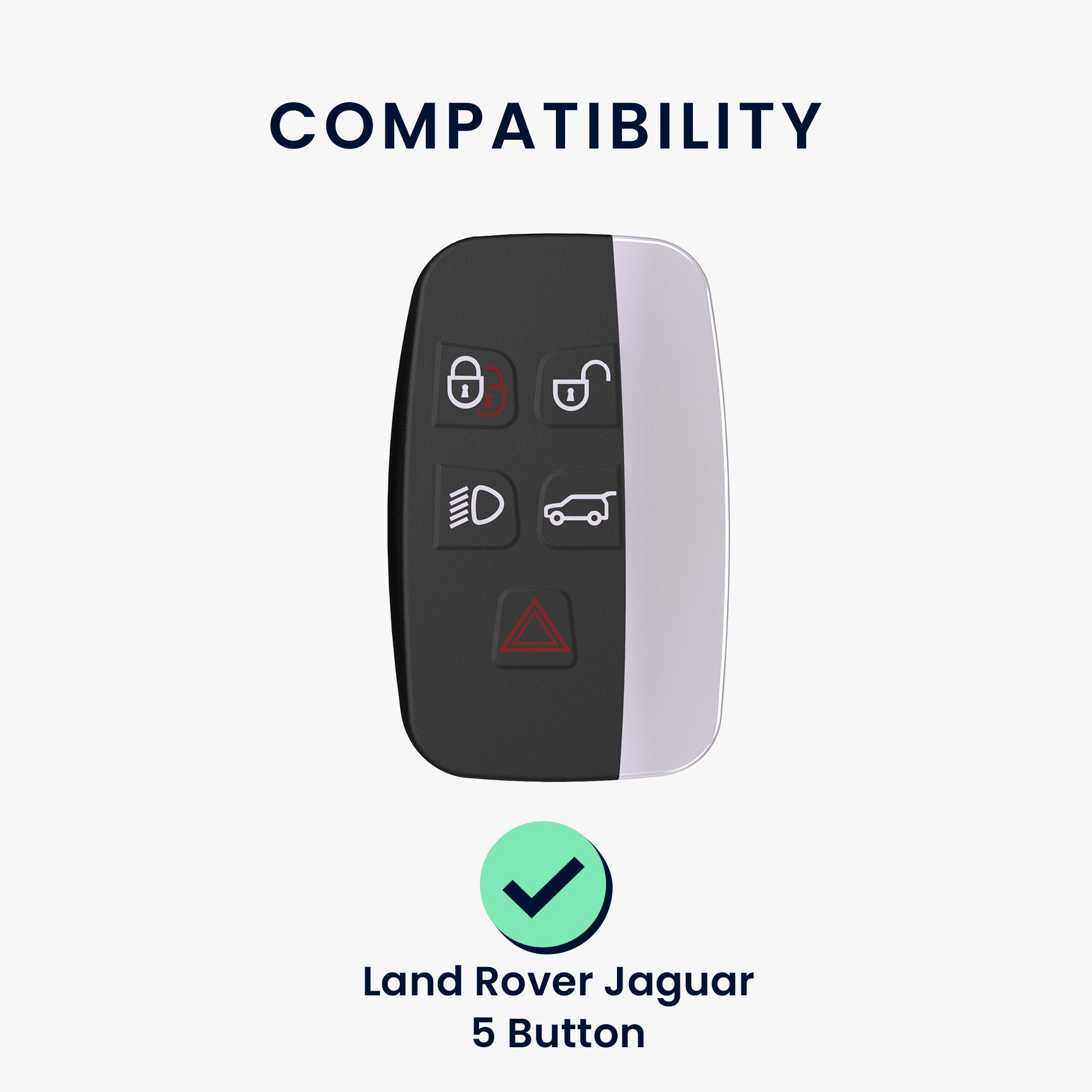 kwmobile Schlüsseltasche Autoschlüssel Schlüsselhülle für Land Cover Silber Hülle Rover Hochglanz Schutzhülle TPU Jaguar