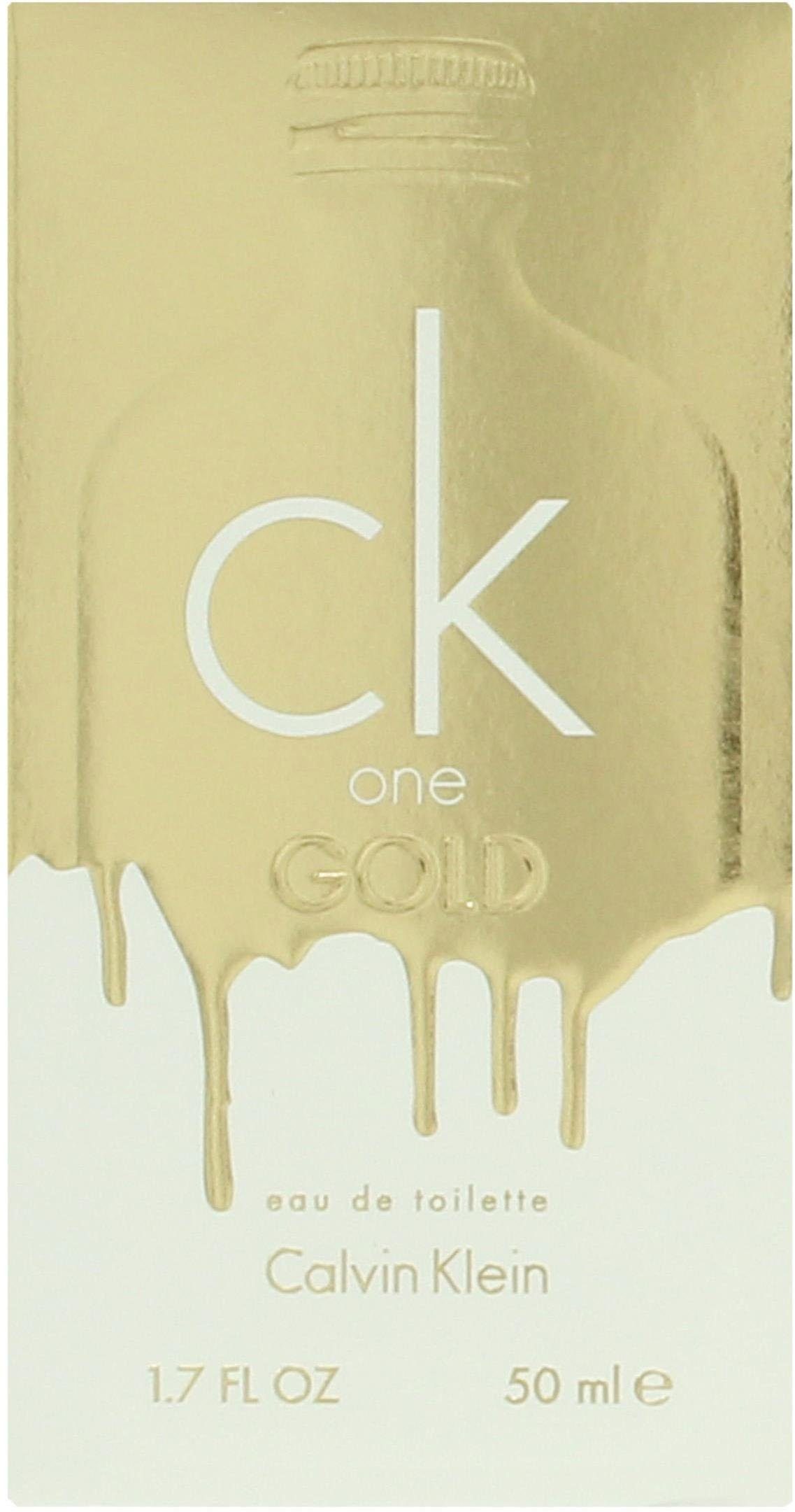 Calvin Klein Eau de Toilette CK One Gold, Holziger Unisex-Duft mit Feige, Jasmin, Veilchen und Vetiver.