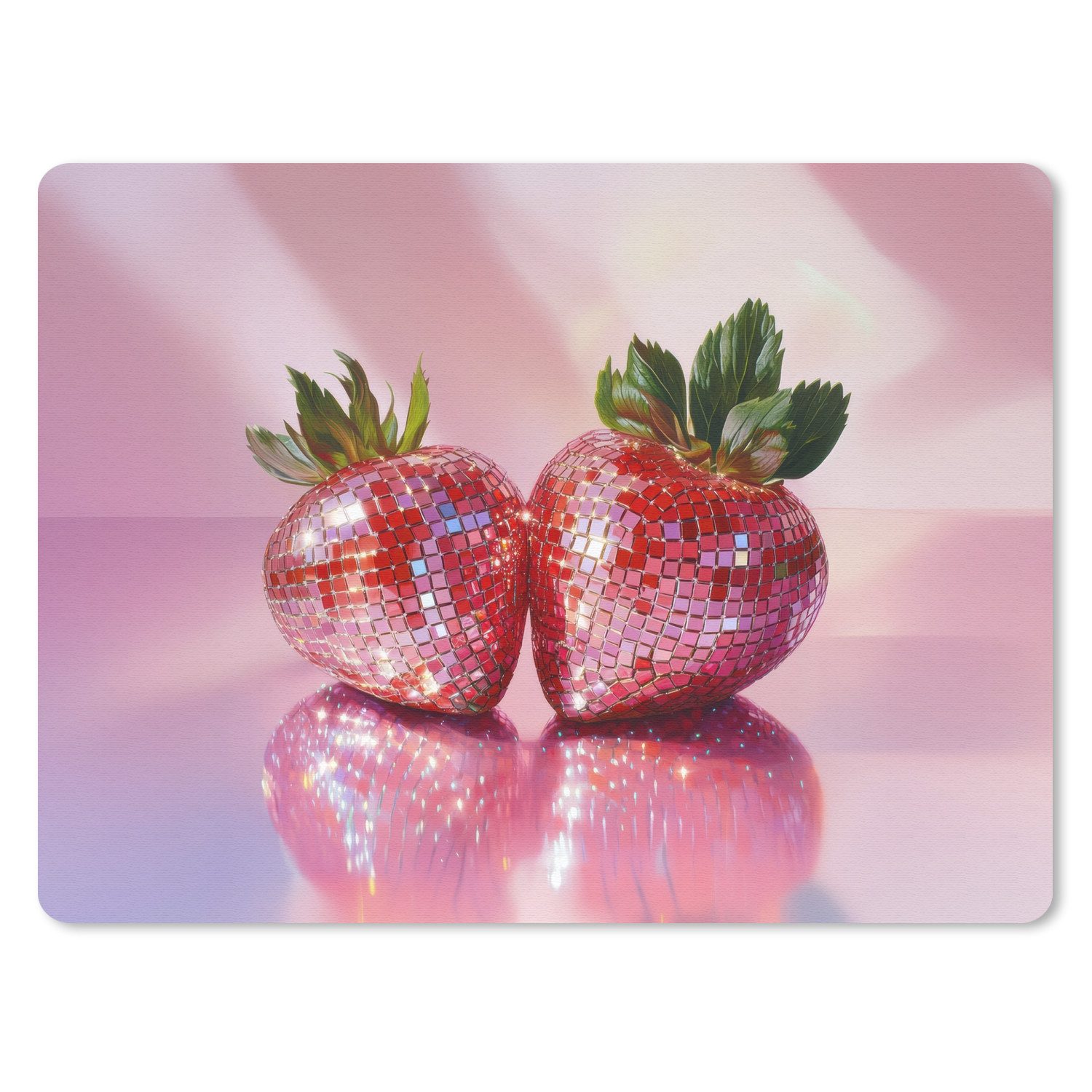 MuchoWow Mauspad Disco - Obst - Glitzer - Erdbeere (1-St), Gaming, Mousepad Klein, Büro Zubehör, Mausunterlage, 23x19 cm
