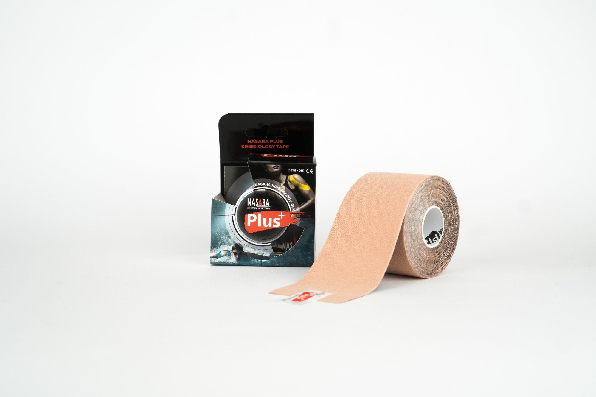 NASARA Kinesiologie-Tape Plus Tape 5cm x 5m in 4 Farben, ideal für Sportler