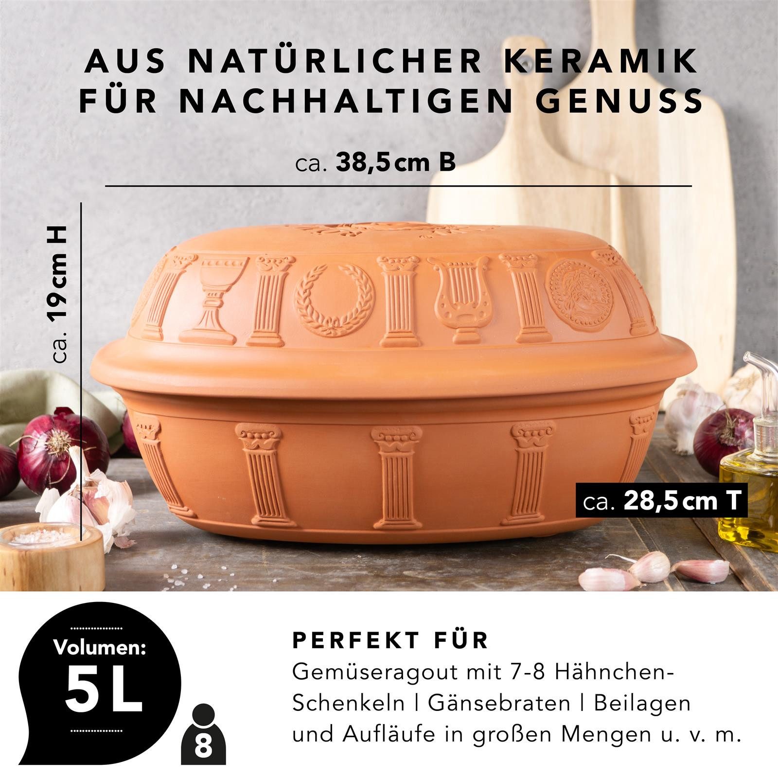 RÖMERTOPF Bräter 50 Jahre JUBILÄUM Bräter, 5 Liter, Keramik, Keramik (Set, Terracotta), antihaft – Bild 5 von 5