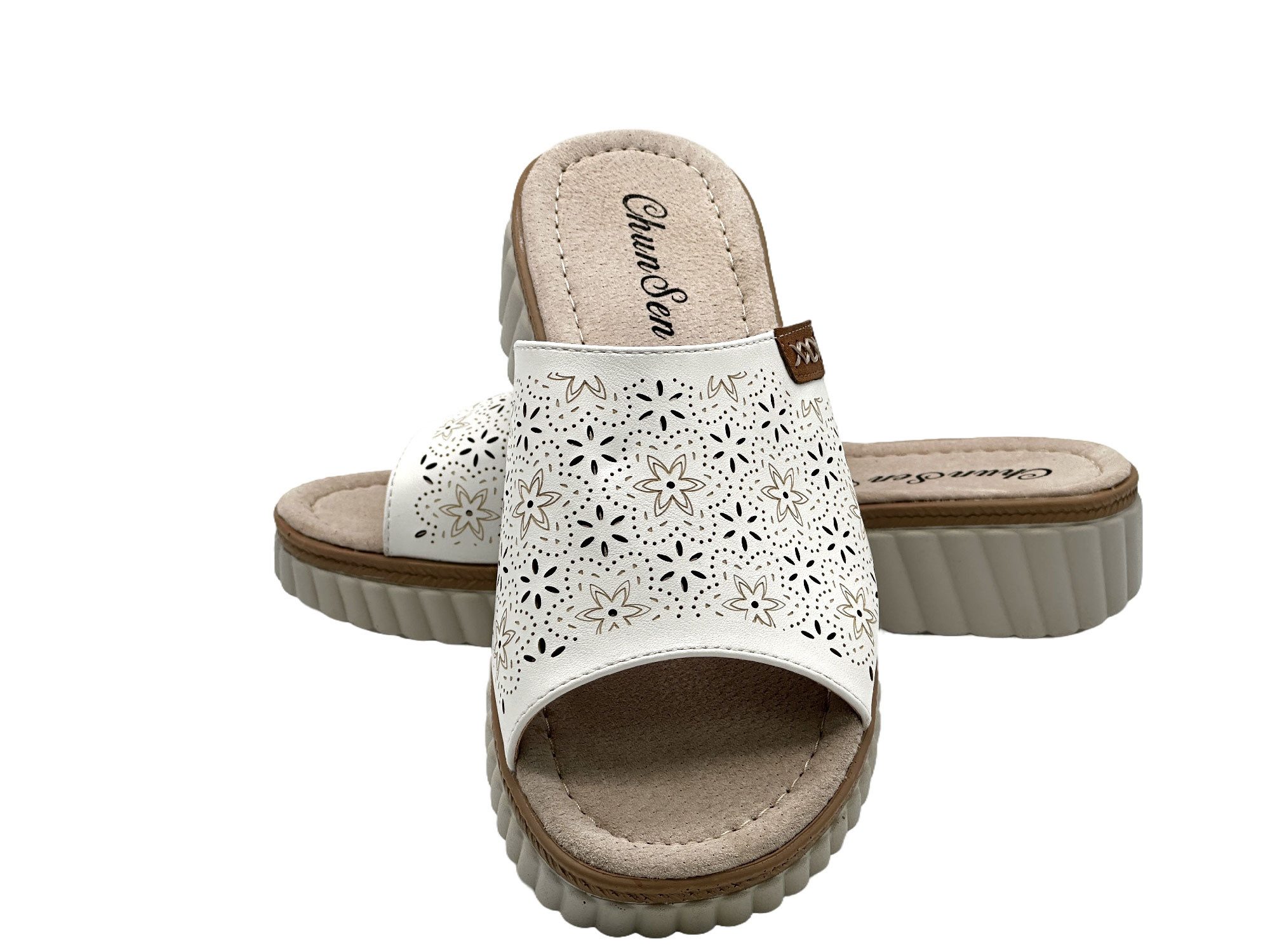 Nowaland Bequeme Damen-Pantoletten - luftdurchlässig & rutschfest Pantolette Blumenmuster, ergonomisch, Weich, rutschhemmend – Bild 2 von 5