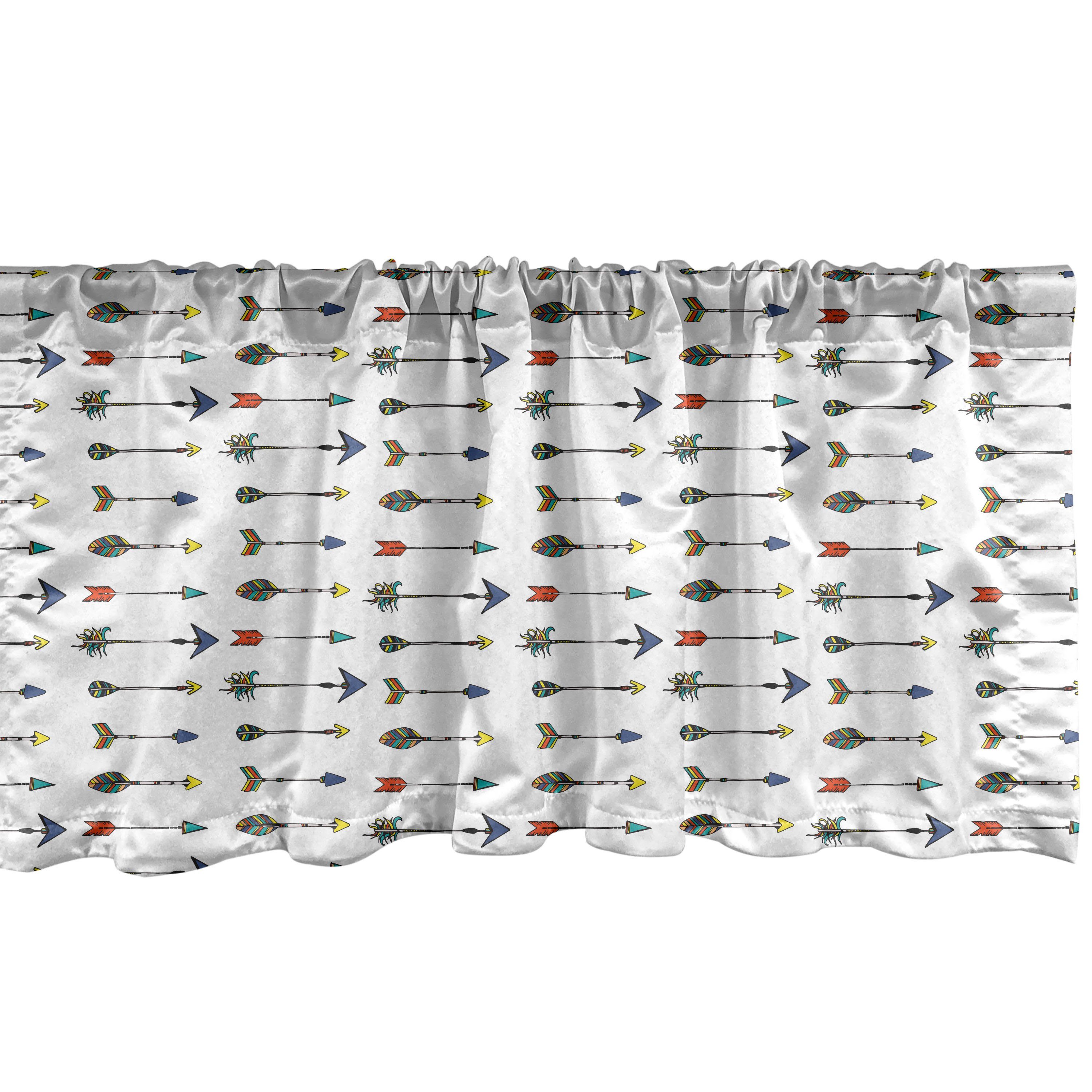 Scheibengardine Vorhang Volant für Küche Schlafzimmer Dekor mit Stangentasche, Abakuhaus, Microfaser, Pfeil Bunte Theme