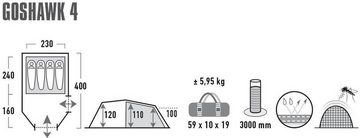 High Peak Tunnelzelt Zelt Goshawk 4, Personen: 4 (mit Transporttasche)