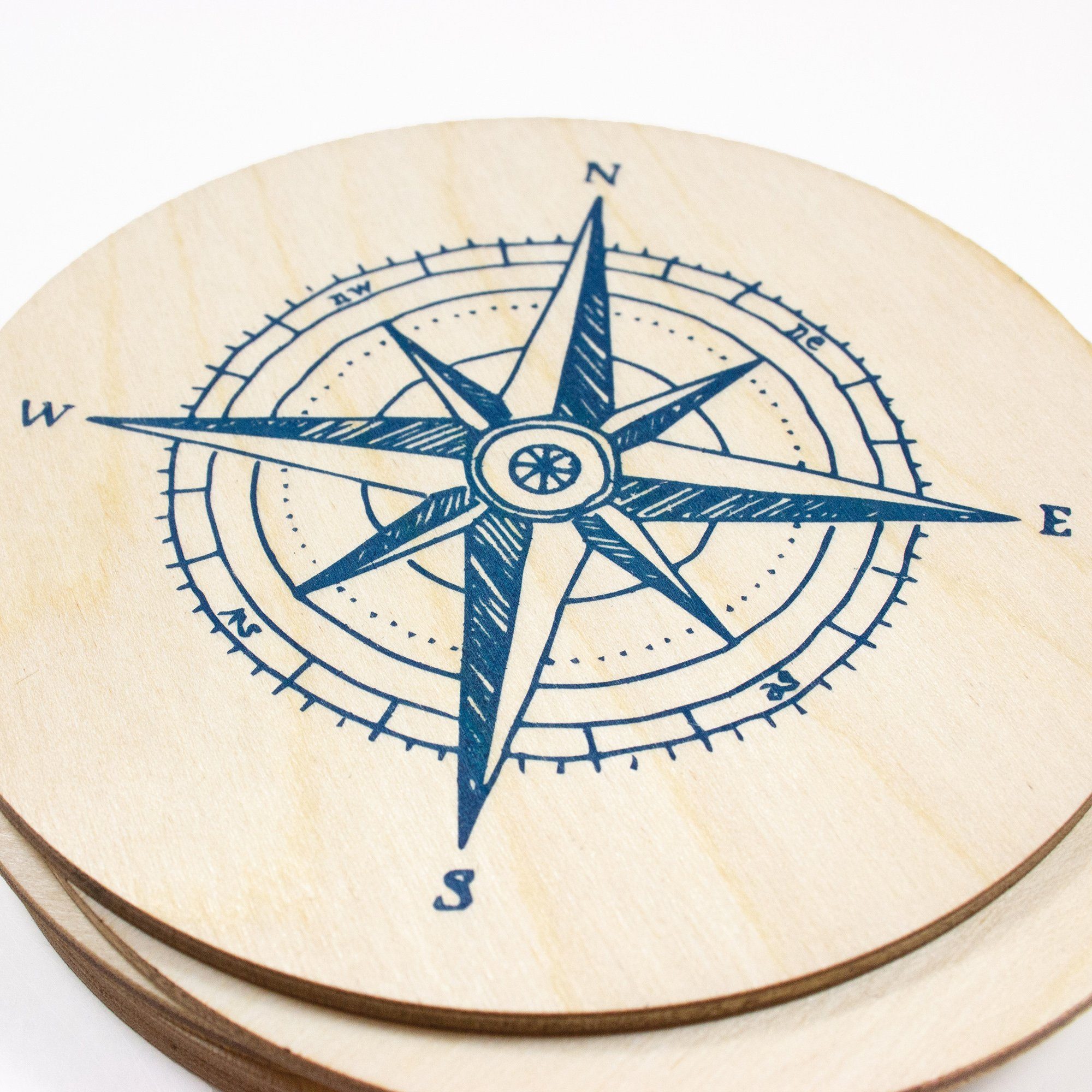 Kompass Untersetzer Hummingbird & Bow Glasuntersetzer