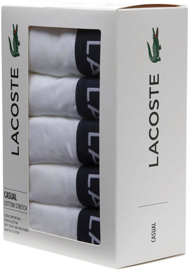 weiß 5-St., (Packung, am 5er-Pack) Lacoste-Schriftzug Lacoste mit Boxershorts Bund
