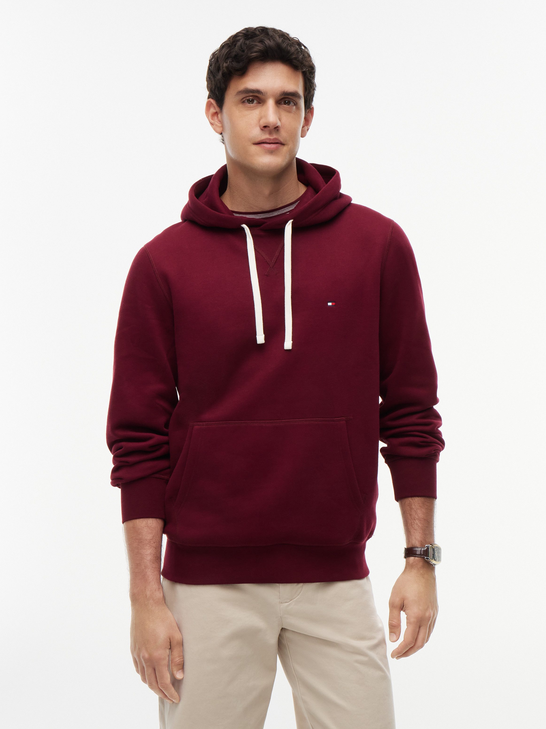 Tommy Hilfiger Hoodie ESS SEASONAL FLEECE HOODY mit Kapuze und Kängurutasche unifarben, casual, regular fit, Baumwollmix, Kapuze