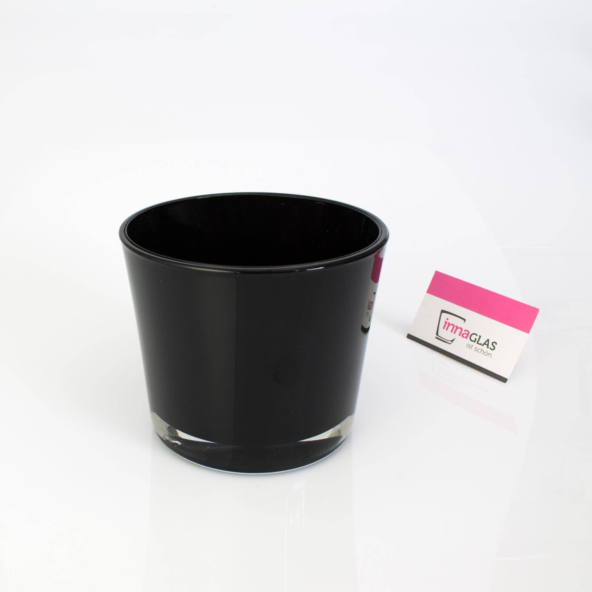INNA-Glas Blumentopf - Windlicht Alena, schwarz, 12,5cm, Ø 14,5cm - Konisches Glas