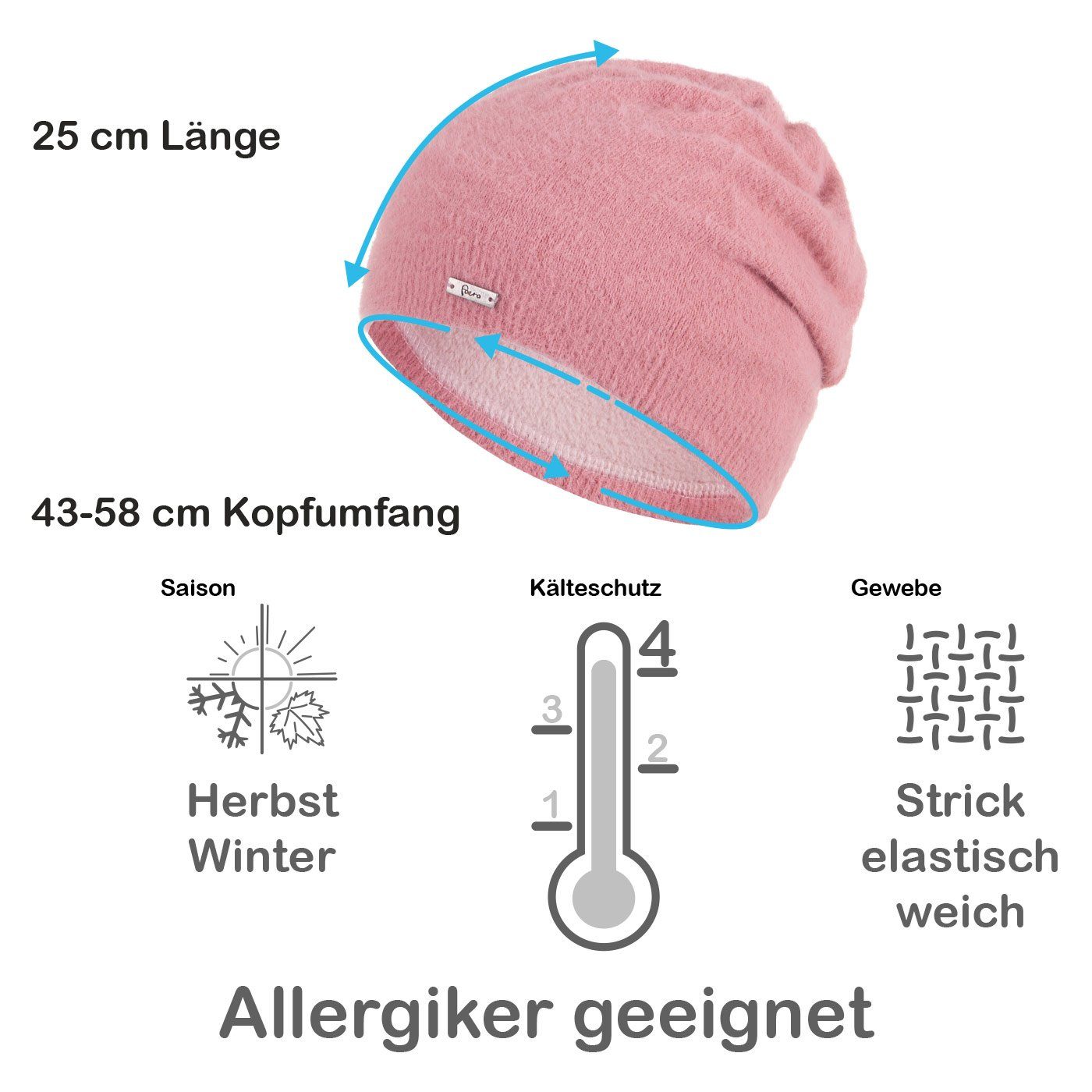 Faera Strickmütze Wintermütze Damen Mütze Beanie Haube gefüttert Damenmütze Mädchen