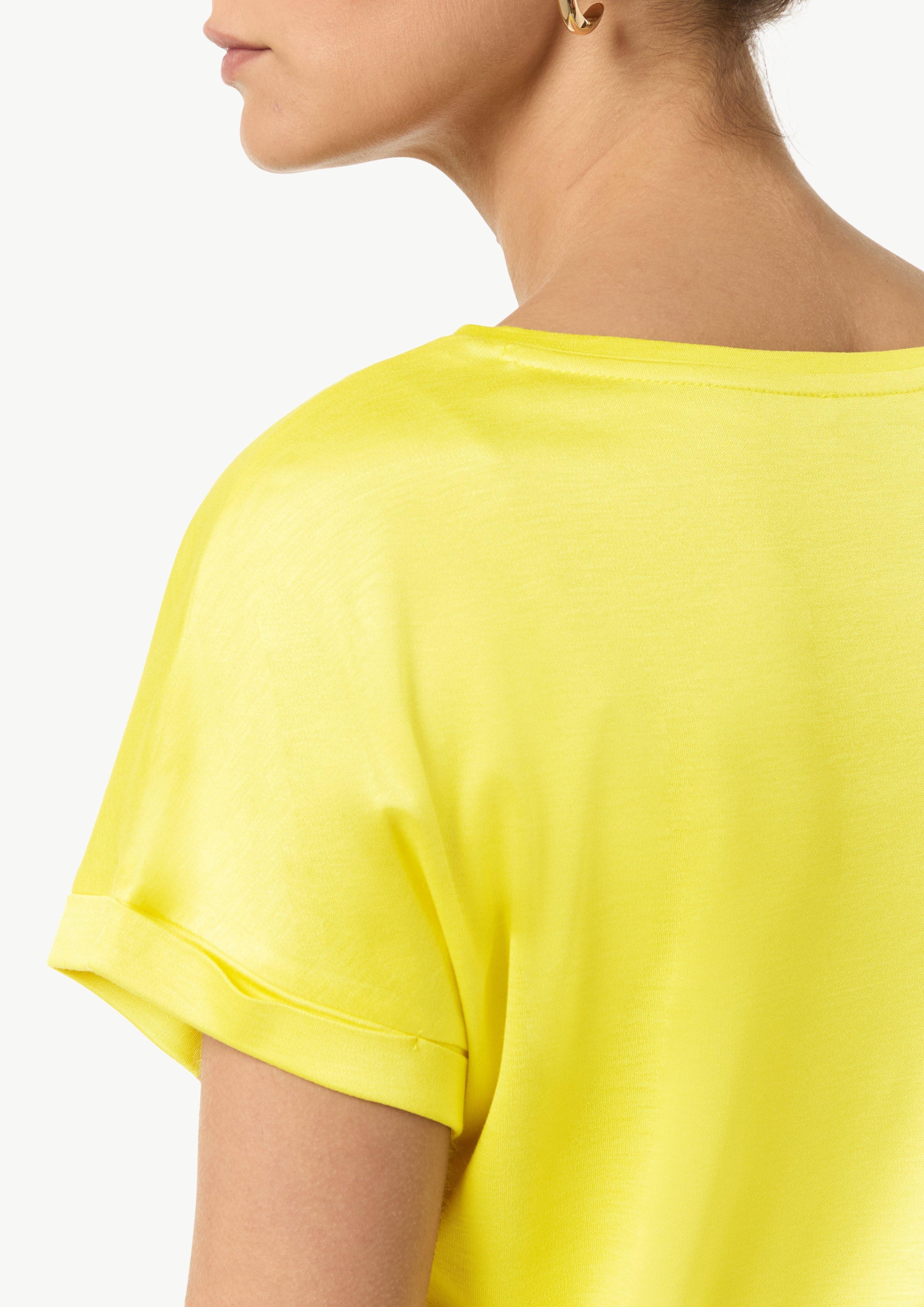 Comma Kurzarmshirt T-Shirt aus Viskose-Jersey Logo günstig online kaufen