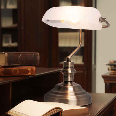 Globo LED Tischleuchte, Bankerlampe Antik Altmessing Schreibtischlampe Büro Schalter Tischleuchte Globo 2492