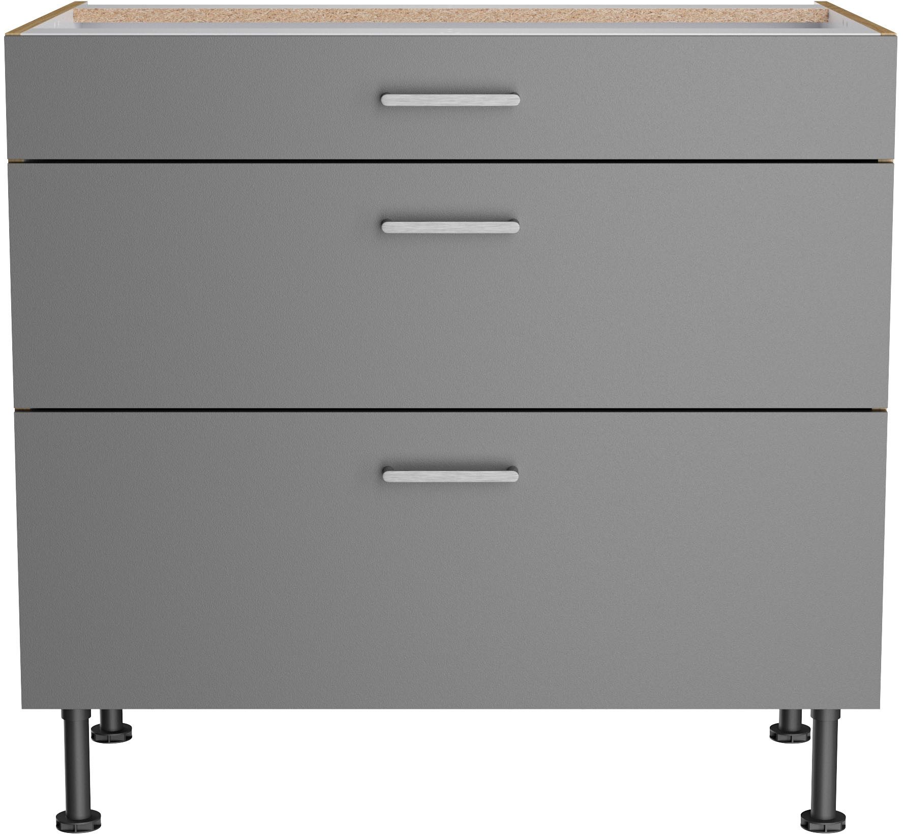 KOCHSTATION Unterschrank KS-Lucy Breite 90 cm, 1 Schubkasten, 2 Auszügen, Soft-Close, verstellbare Füße