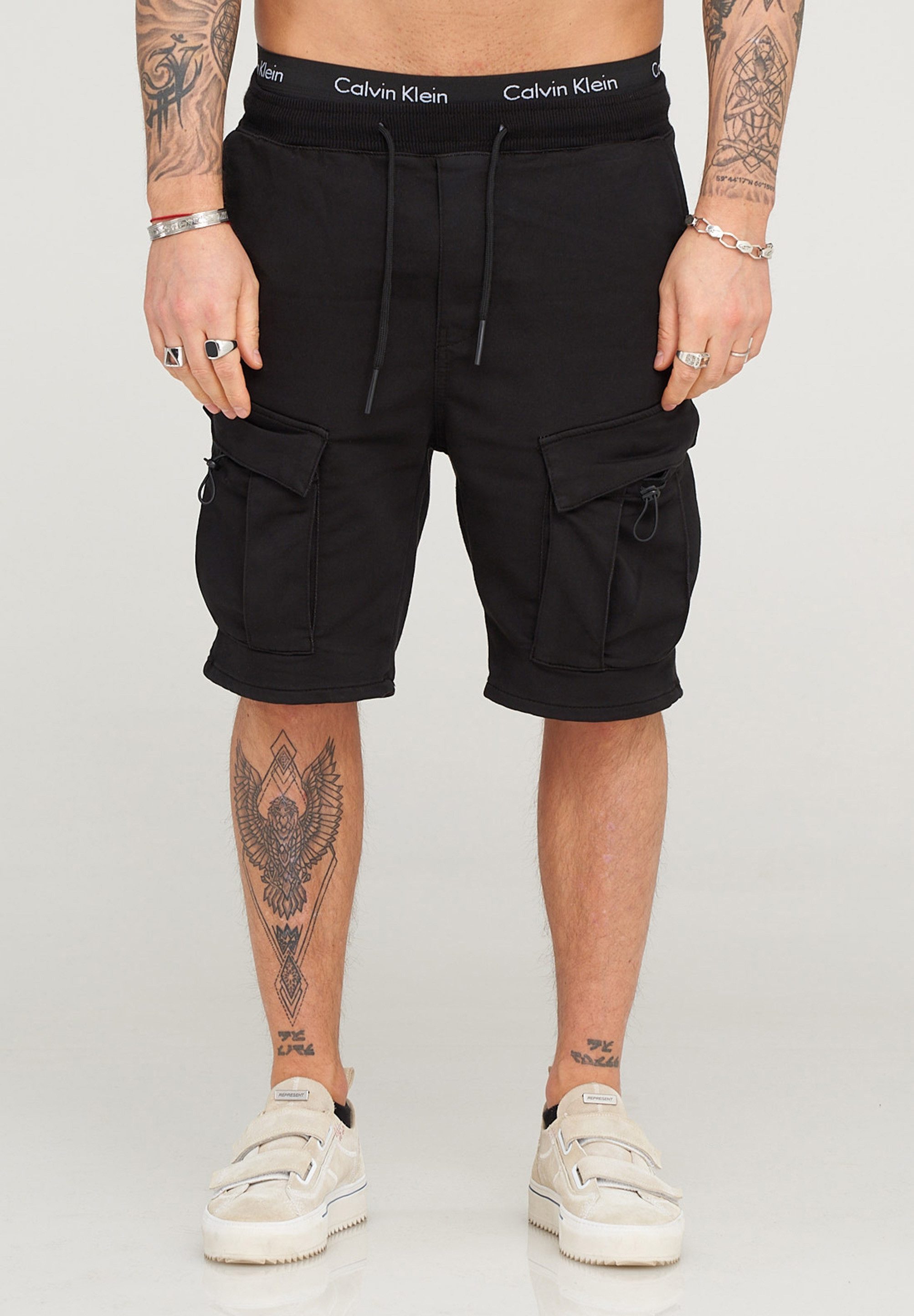 behype Cargoshorts Kurze Hose für Herren im Regular-Fit Mit Gummibund & Tunnelzug - Sommer-Shorts Bermuda