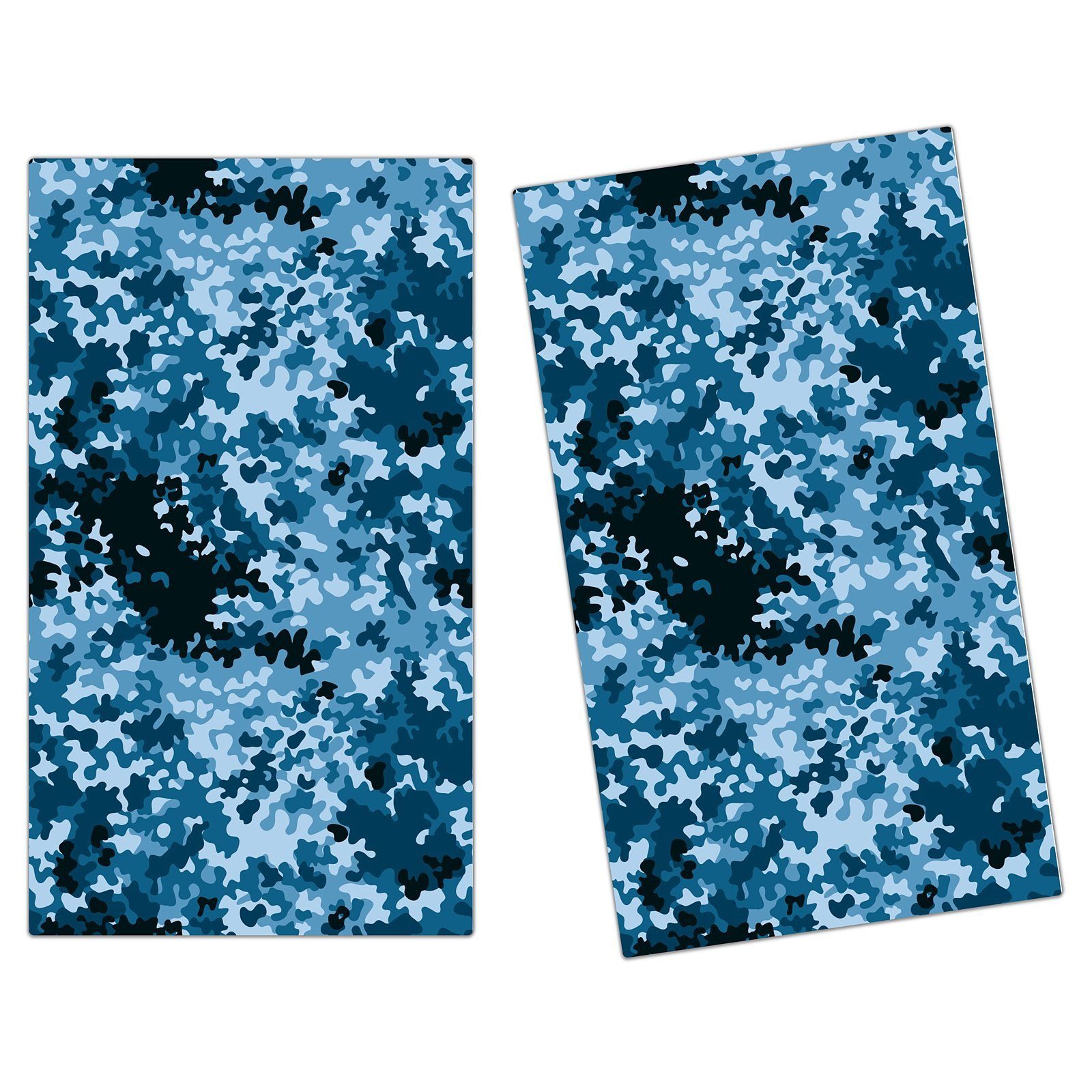 Herdabdeckplatte Herd-Abdeckplatte (2 aus Spritzschutz tlg) Glas Camouflage, Primedeco Glas, Blau