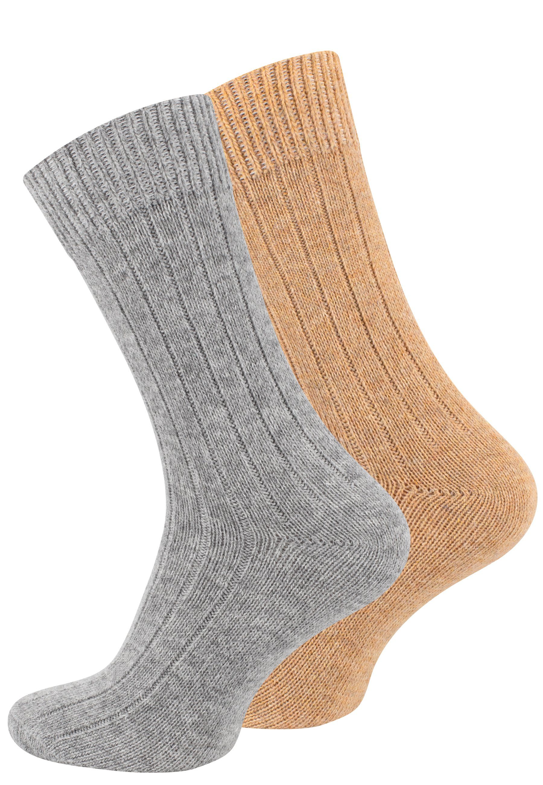 Cotton Prime® Socken Alpaka Socken (2-Paar) ökologisch gefärbt und vorgewaschen hellgrau/beige