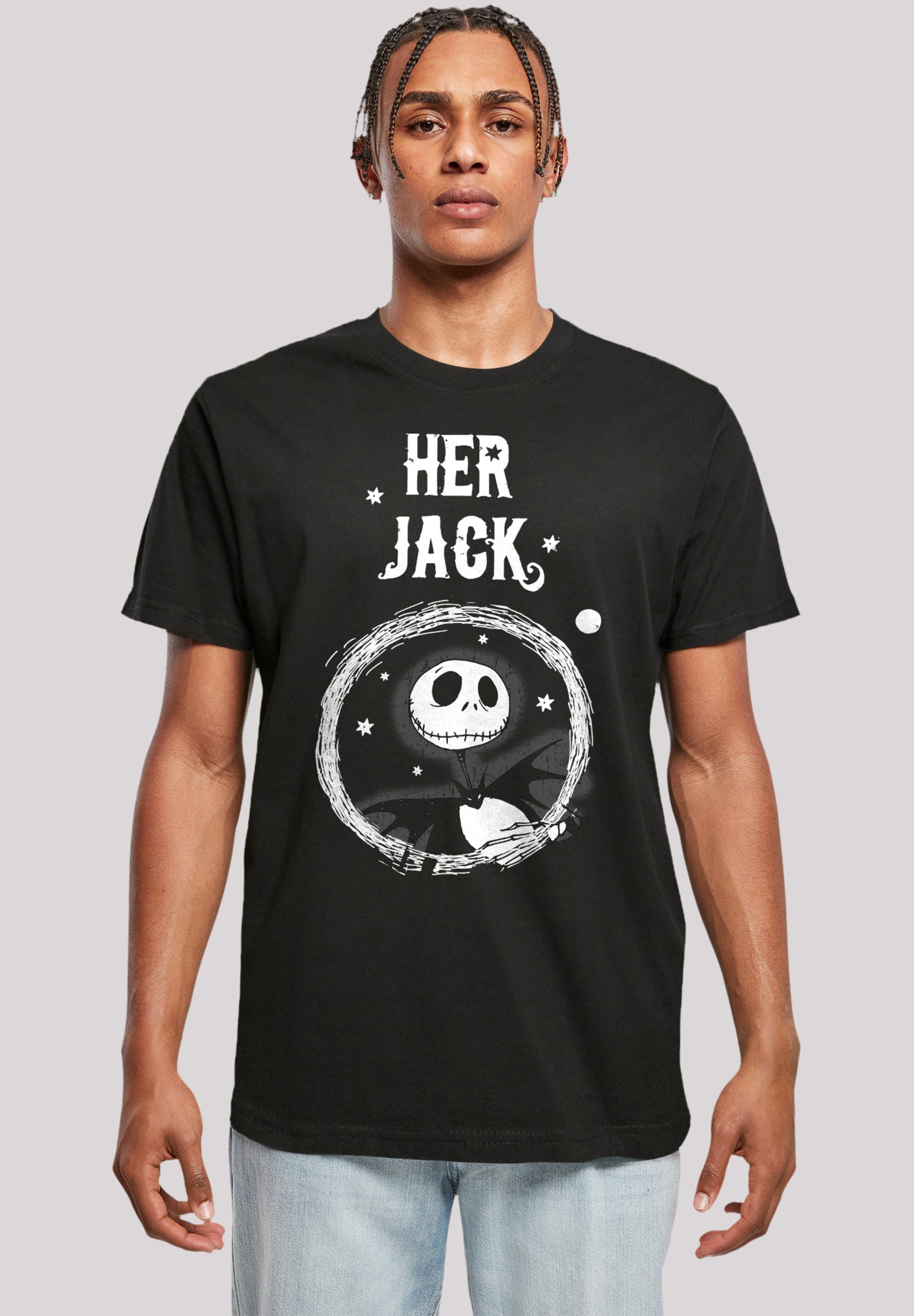 hohem mit Nightmare Her Before Sehr Christmas Premium F4NT4STIC weicher Jack Qualität, T-Shirt Disney Tragekomfort Baumwollstoff