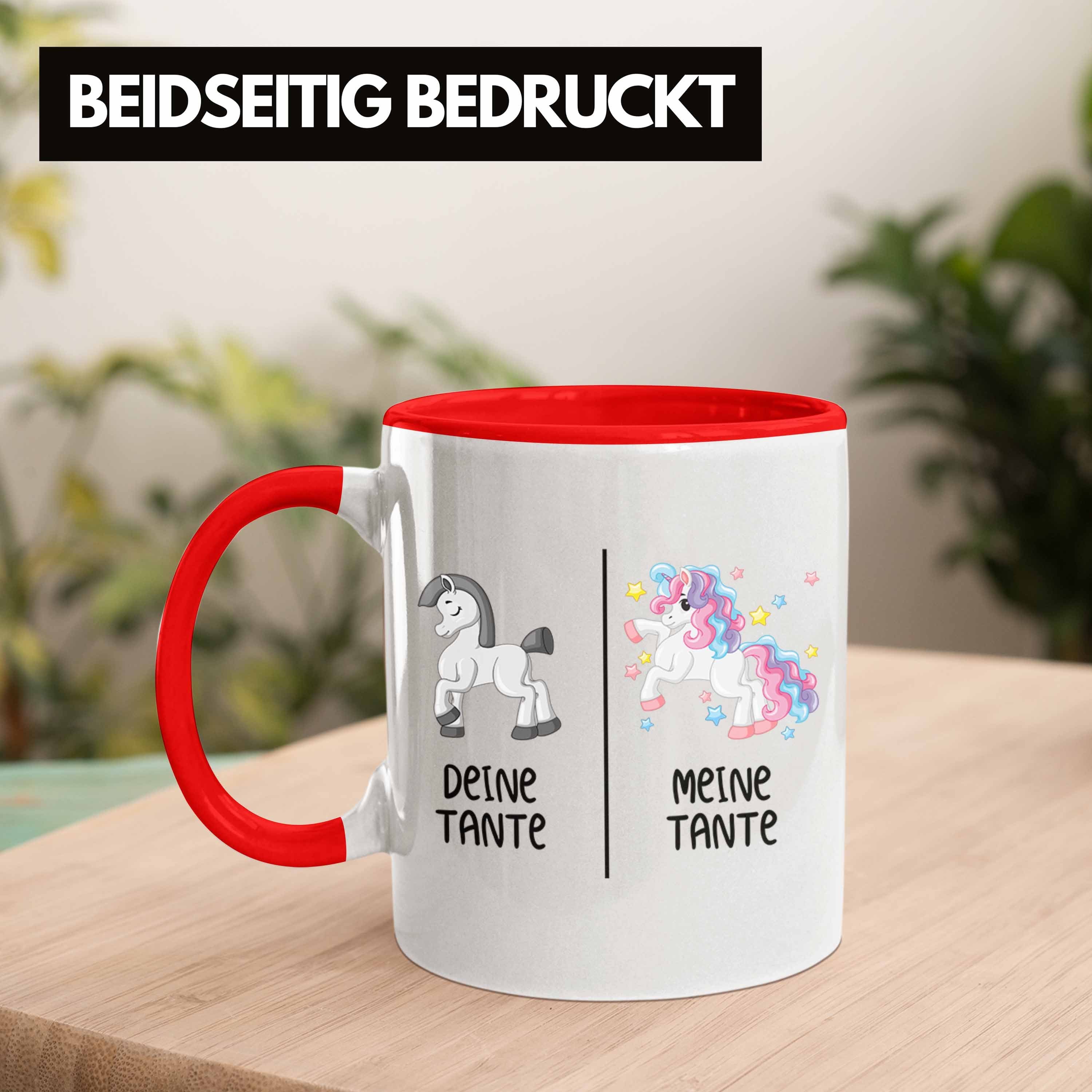 Tante - Coole Kaffeetasse Trendation Geschenk Rot Tante Tasse Tante Einhorn mit Tasse Spruch für Beste Trendation