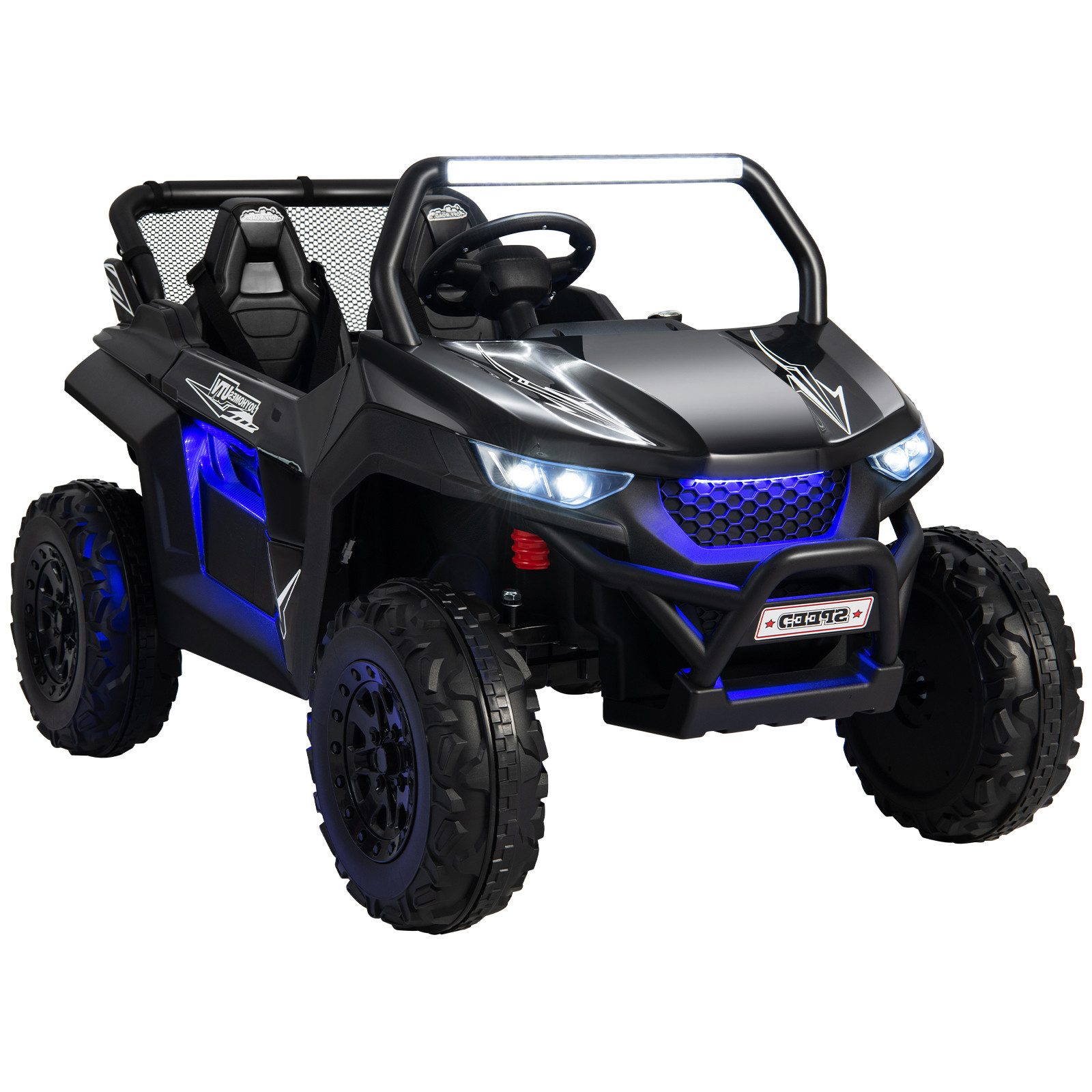 KOMFOTTEU Elektro-Kinderauto 2-Sitzer Kinderfahrzeug 12V, Belastbarkeit 59 kg, mit 2,4 GHz Fernbedienung