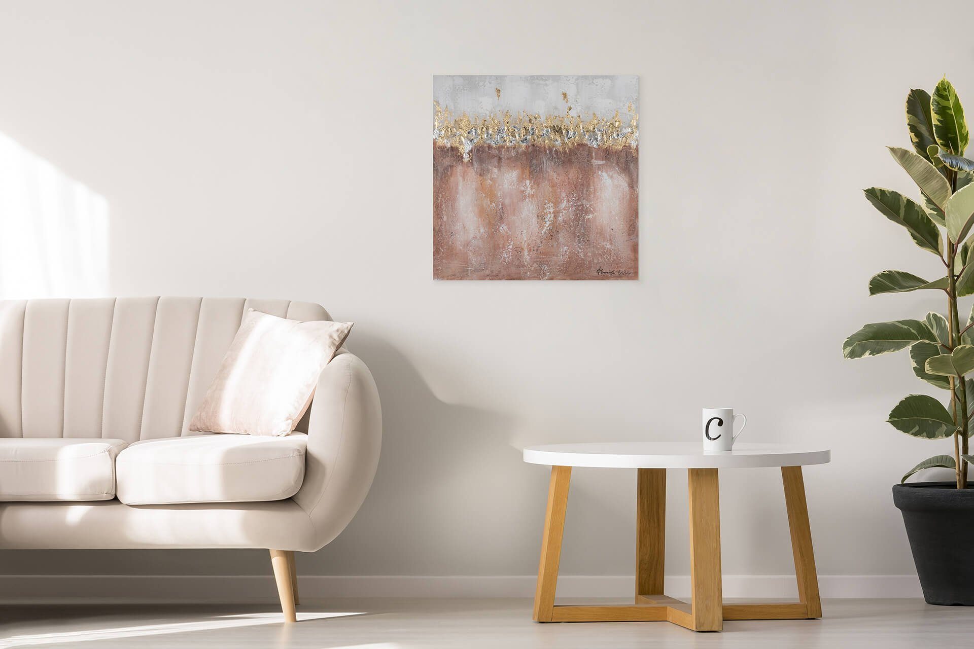 KUNSTLOFT Gemälde Quartzscape 60x60 cm, Wandbild HANDGEMALT 100% Wohnzimmer Leinwandbild