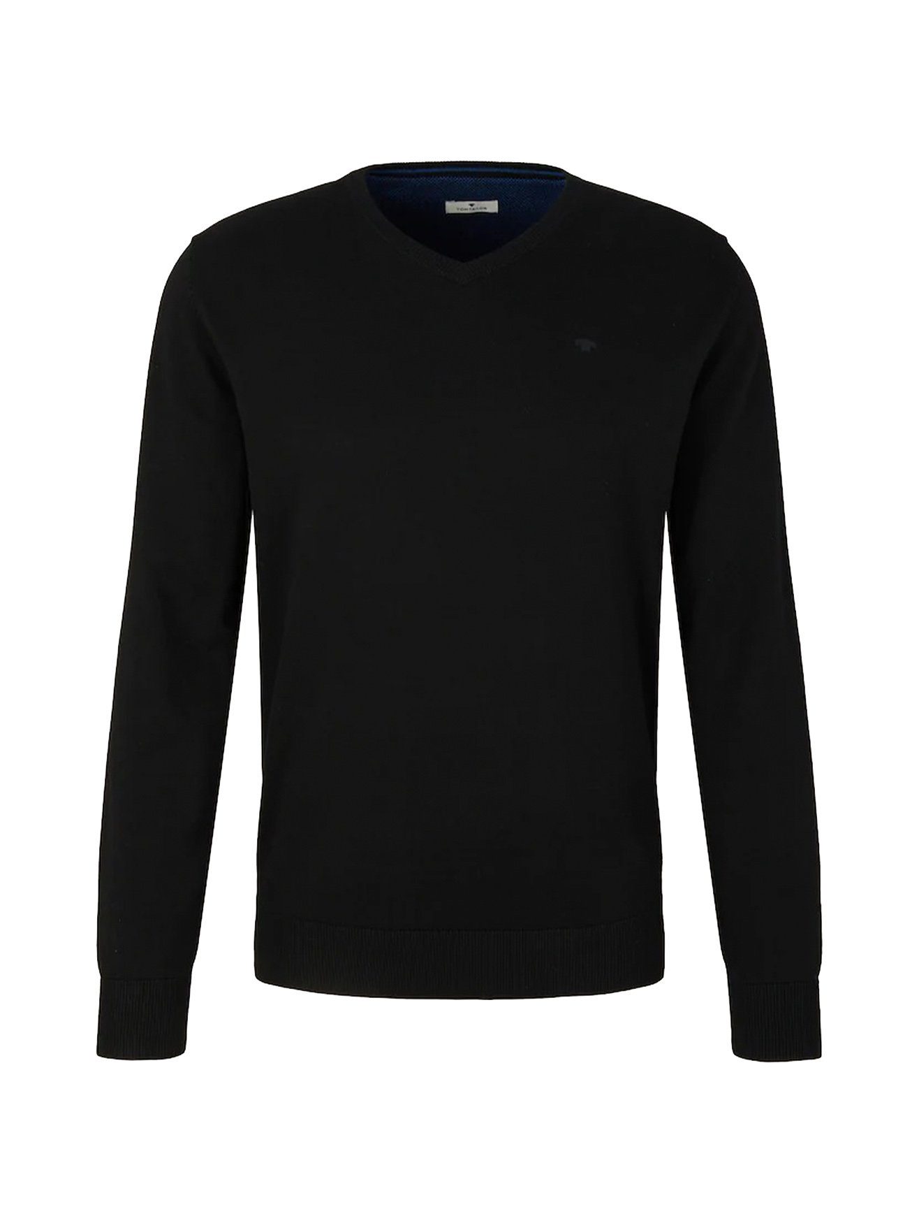 TAILOR Basic Sweater TOM 4652 in Strickpullover Pullover Dünner V-Ausschnitt Schwarz-2 Feinstrick