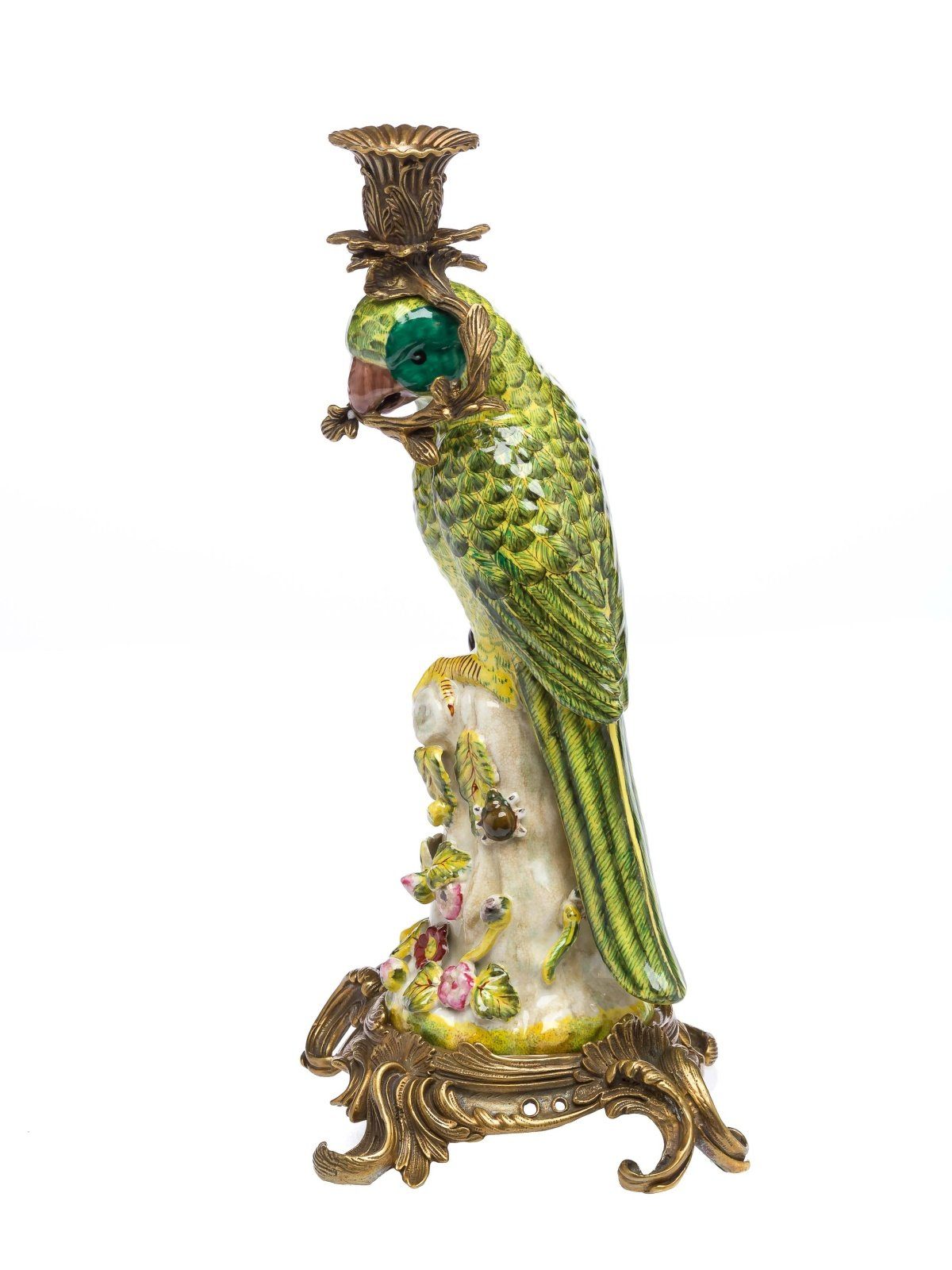 Aubaho Kerzenständer Papagei Kerzenständer Porzellan antik Stil Kerzenleuchter 37cm parrot
