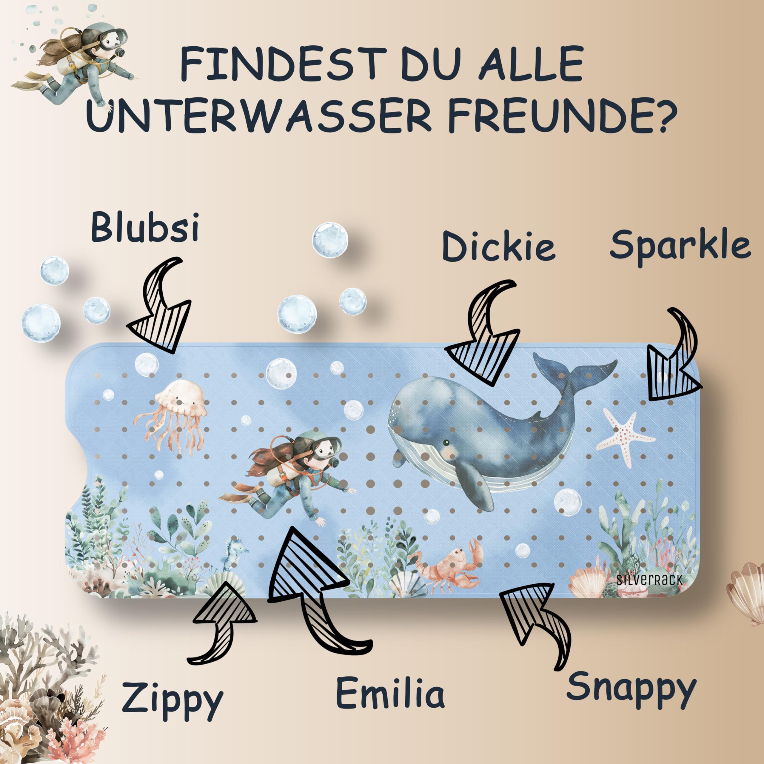SilverRack Badematte Kinder rutschfest [100x40cm] - günstig online kaufen