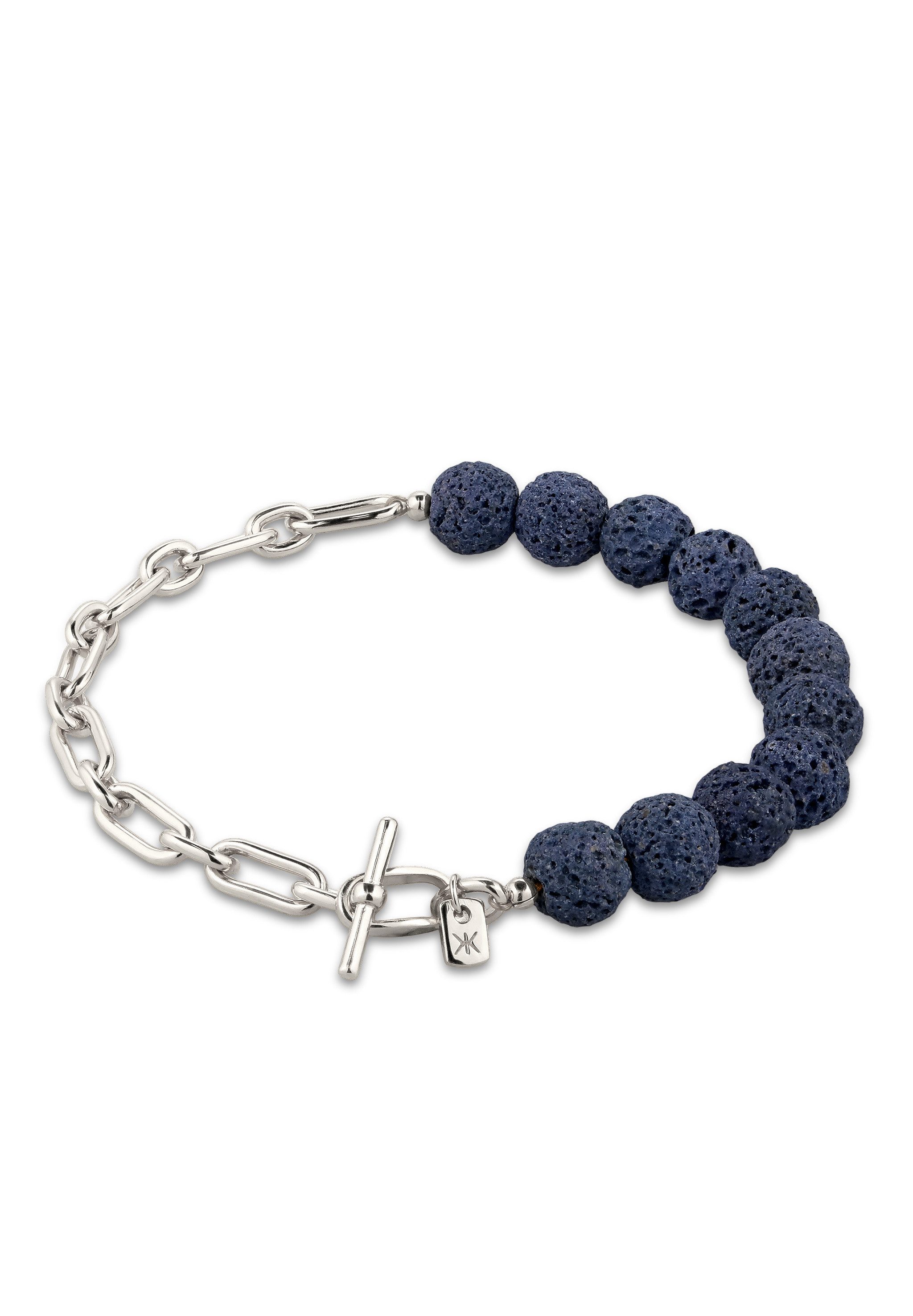 Kuzzoi Silberarmband Lava Beads Blue 925 Sterling Silber