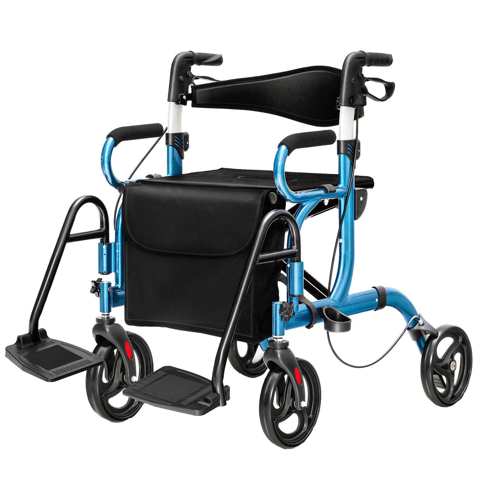 COSTWAY Rollator, mit Tasche, Bremse & Stockhalter, faltbar, höhenverstellbar