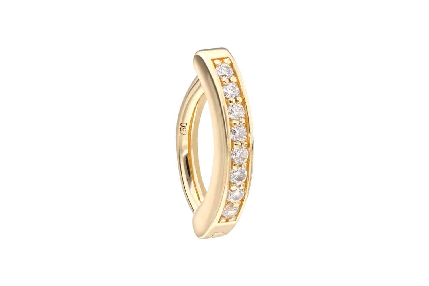 PIERCINGLINE Bauchnabelpiercing 14/18 Karat Gold Bauchnabelclicker BOGEN + EINGEFASSTE MOISSANITE (Clicker, 1-tlg)