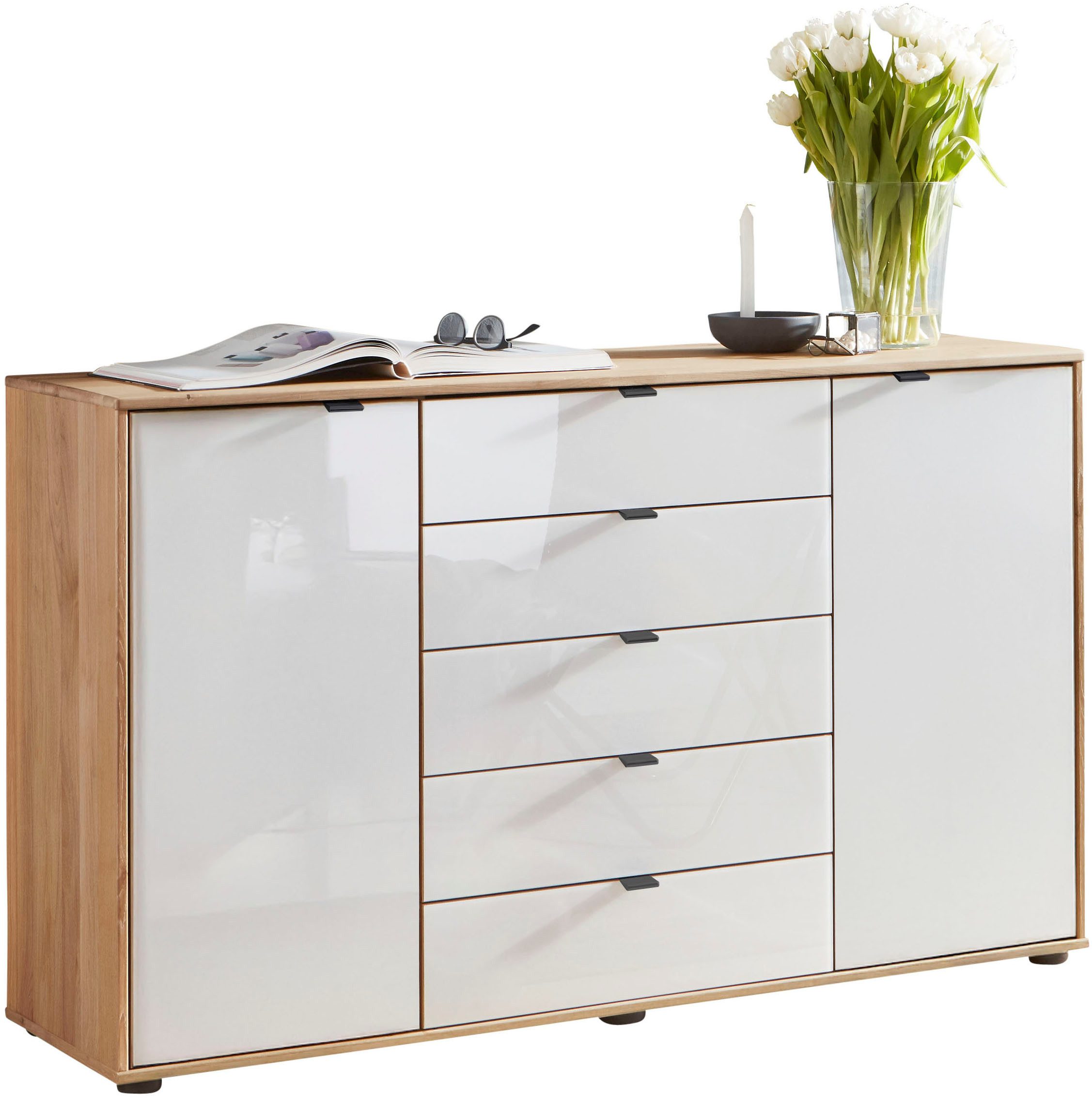 WIEMANN Kombikommode Cardiff Sideboard, Wäscheschrank, teilmassiv Erle, mit Schubladen (Kommode 141x86x43 cm, braun, mit Dämpfung, MADE IN GERMANY), verschiedenen Ausführungen, inklusive Einlegeboden