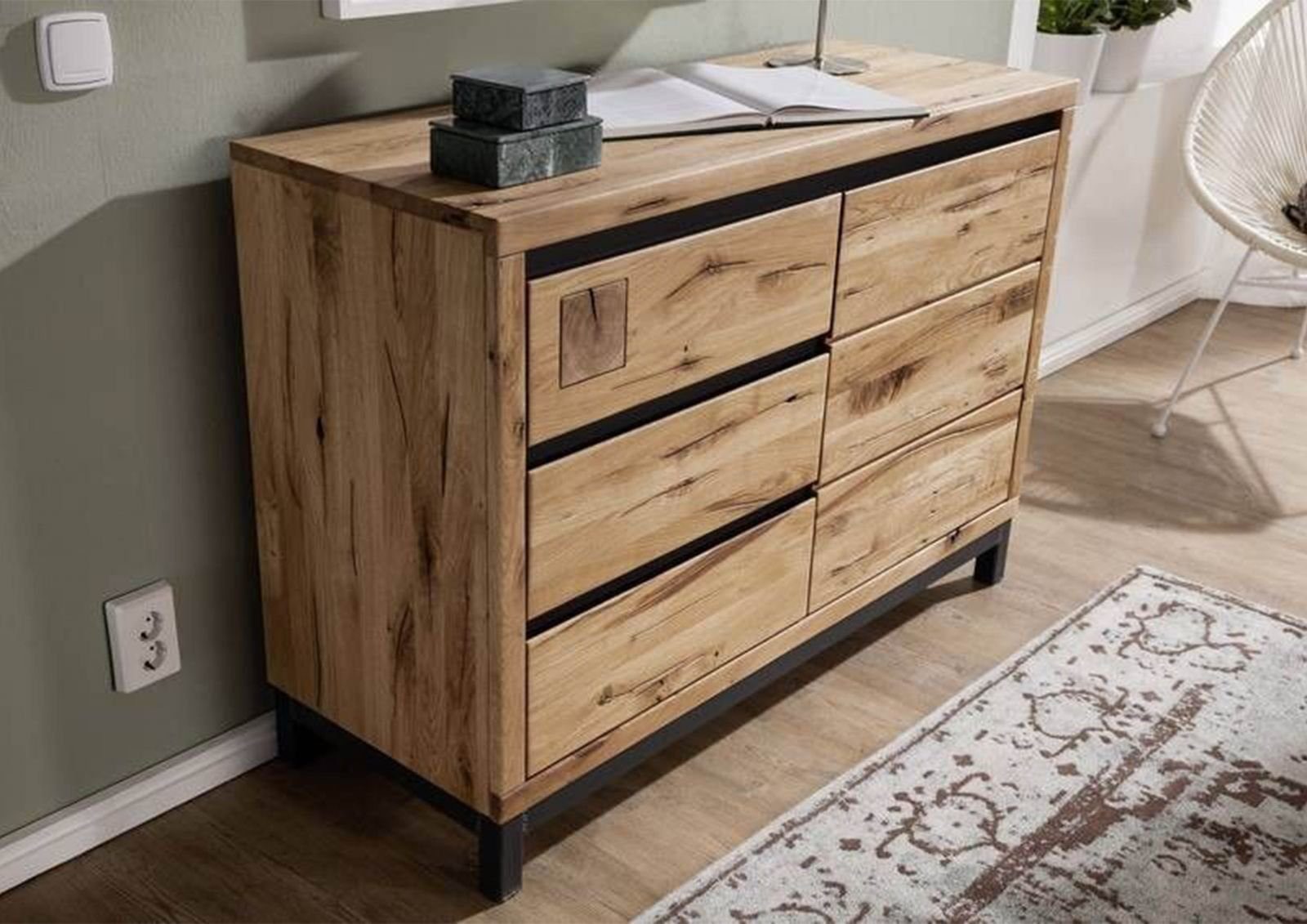 Massivmoebel24 Sideboard (Massivholz), Sideboard Wildeiche 120x45x85 natur günstig online kaufen