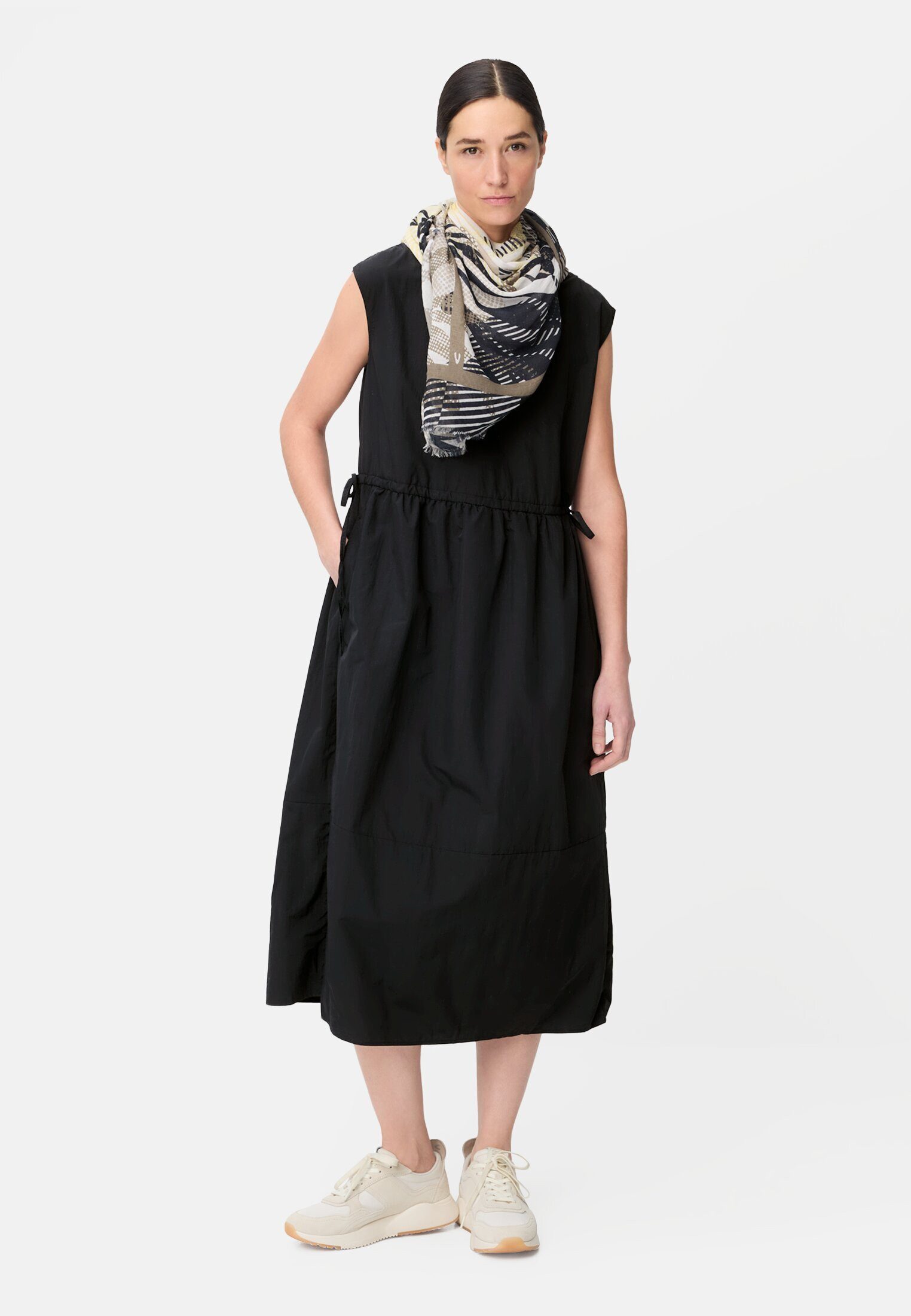 camel active Maxikleid mit Tunnelzug Kurzarm Markenlogo