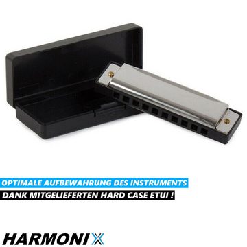 MAVURA HARMONIX Hochwertige Metall C-Dur Mundharmonica 10-Loch Mundharmonika, diatonische Harmonika für Anfänger u. Fortgeschrittene