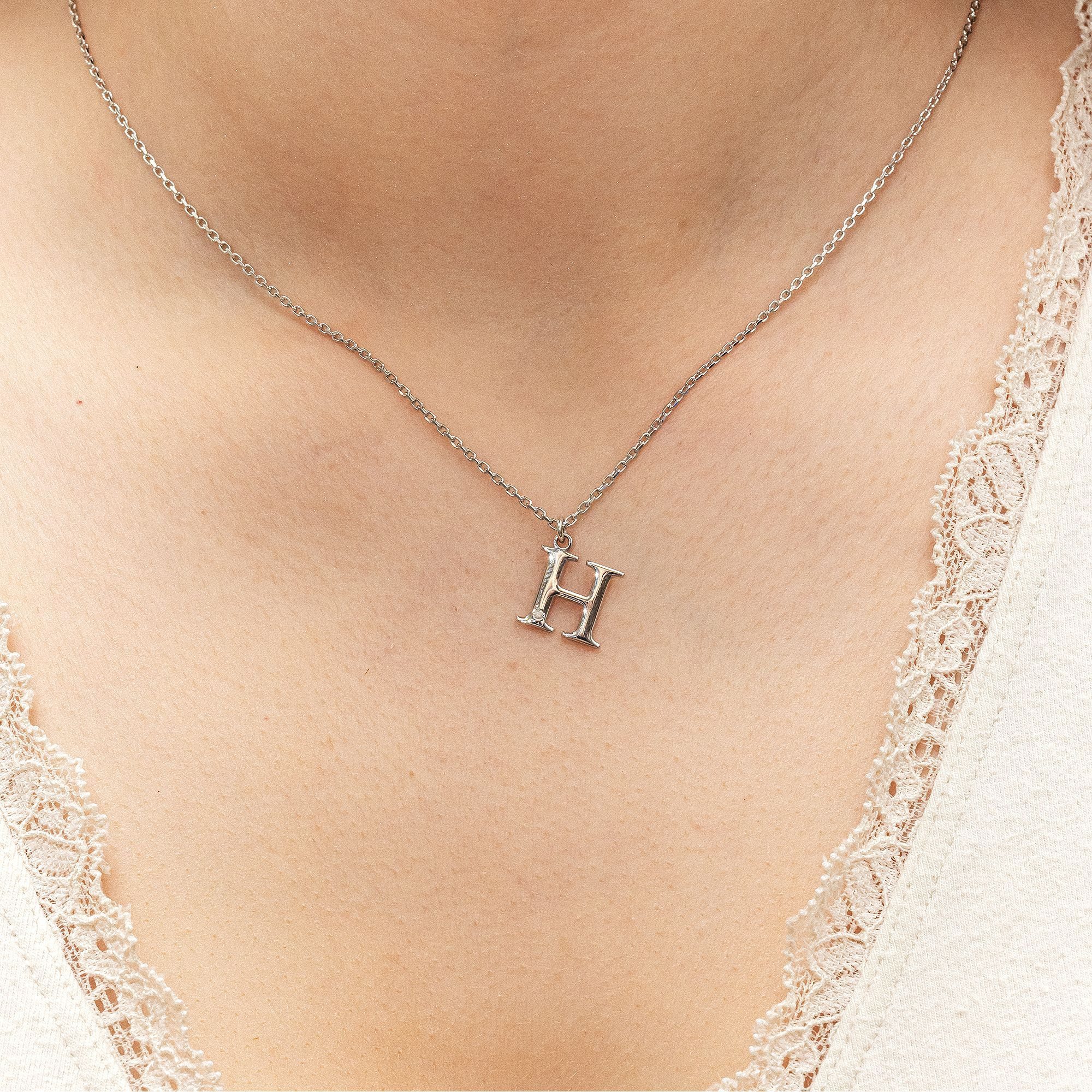 Diamonds by Ellen K. Kette mit Anhänger Silber 925 mit 1x Diamant 0,008ct. Buchstabe H