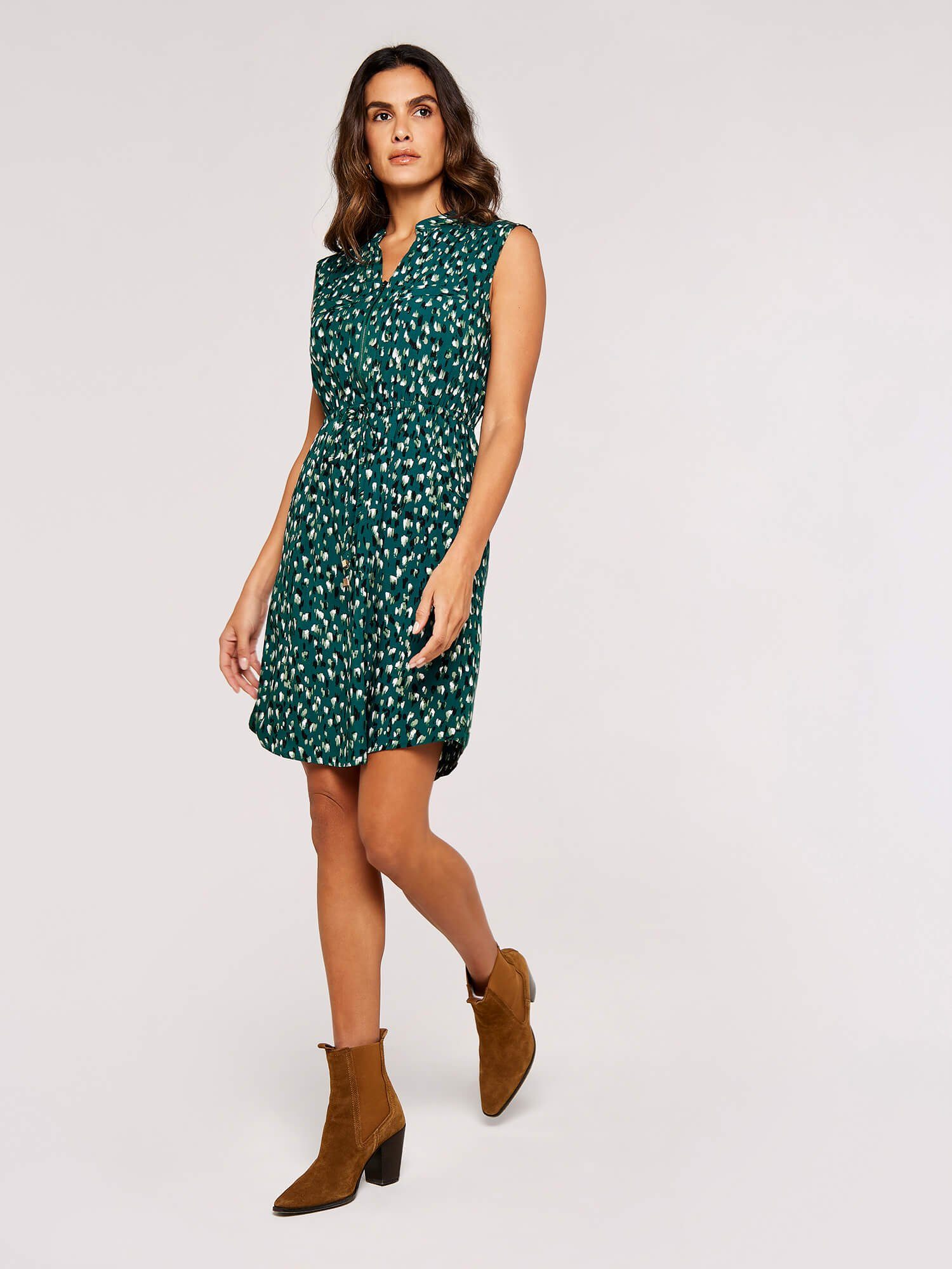 Apricot Minikleid Brushstroke Zip Dress mit Tunnelzugband günstig online kaufen