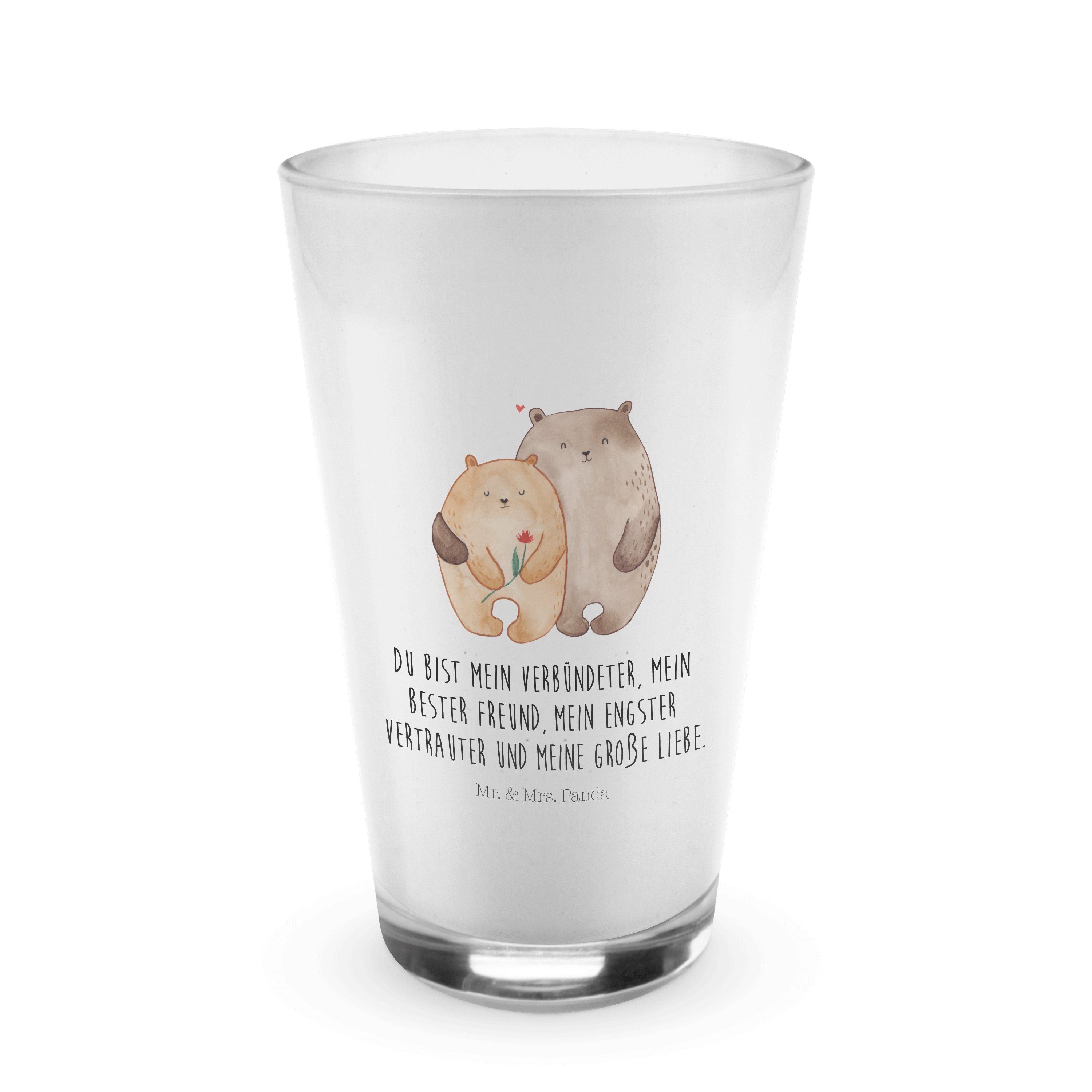 Mr. & Mrs. Panda Glas Bären Liebe - Transparent - Geschenk, Geschenk Freund, Glas, Cappucci, Premium Glas